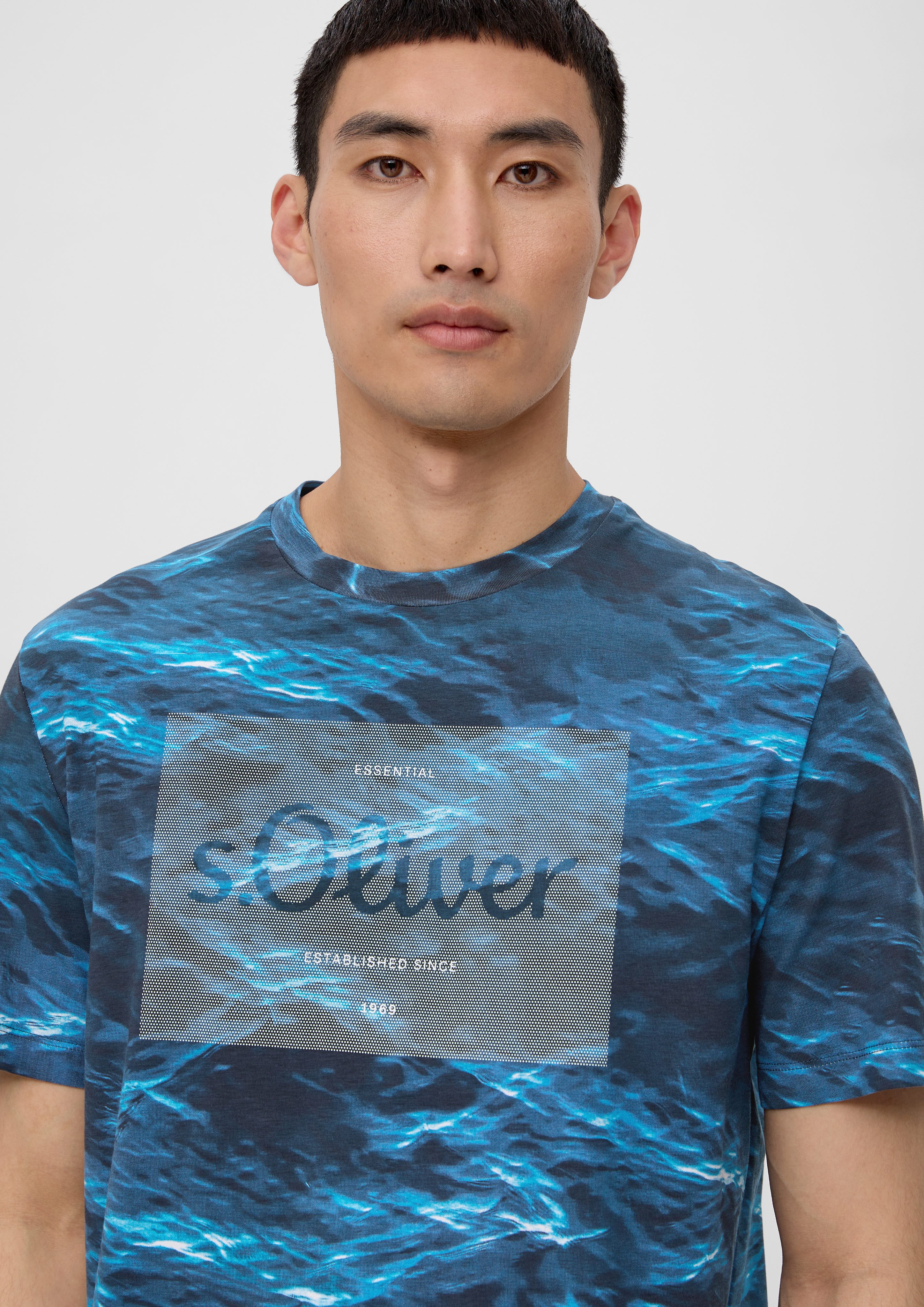 s.Oliver Kurzarmshirt Baumwollstretch T-Shirt aus