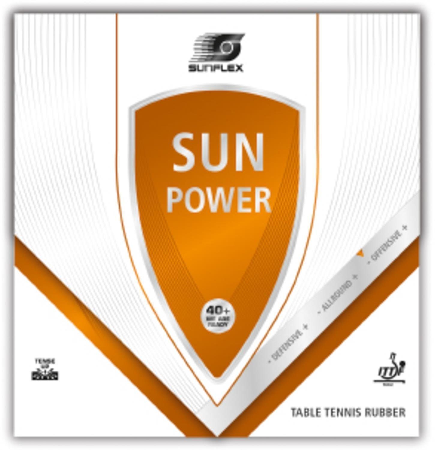 Sunflex Tischtennisschläger Sun Power Tischtennis-Belag, 2,0mm Schwamm rot