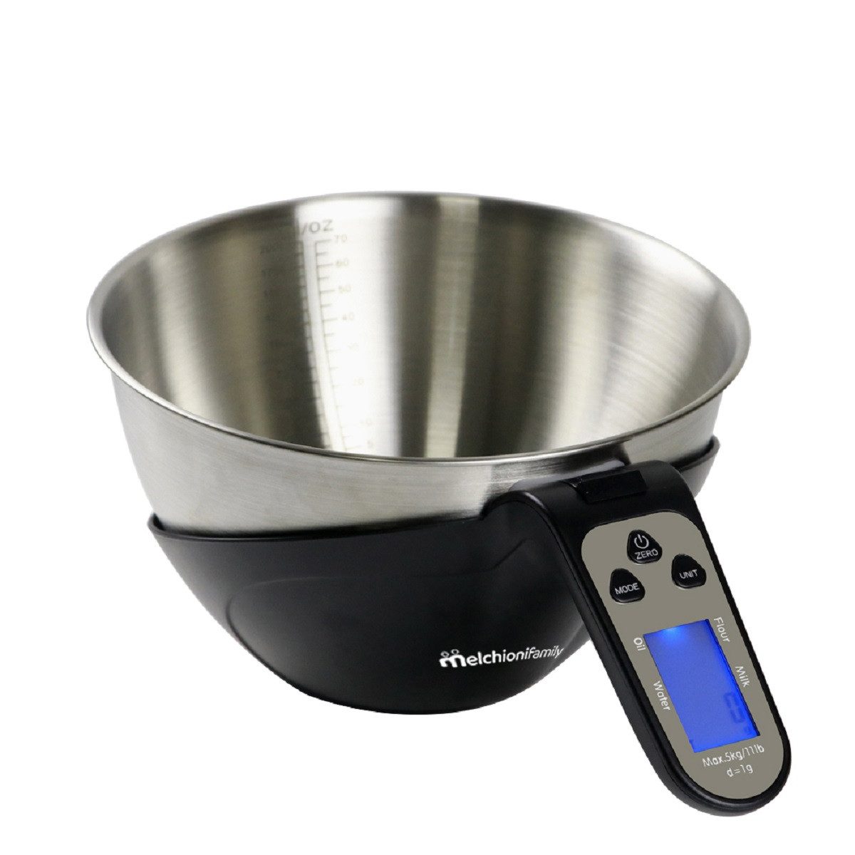 Melchioni Küchenwaage EQUILIBRA Küchenwaage mit Edelstahl-Schüssel 5 kg Kapazität