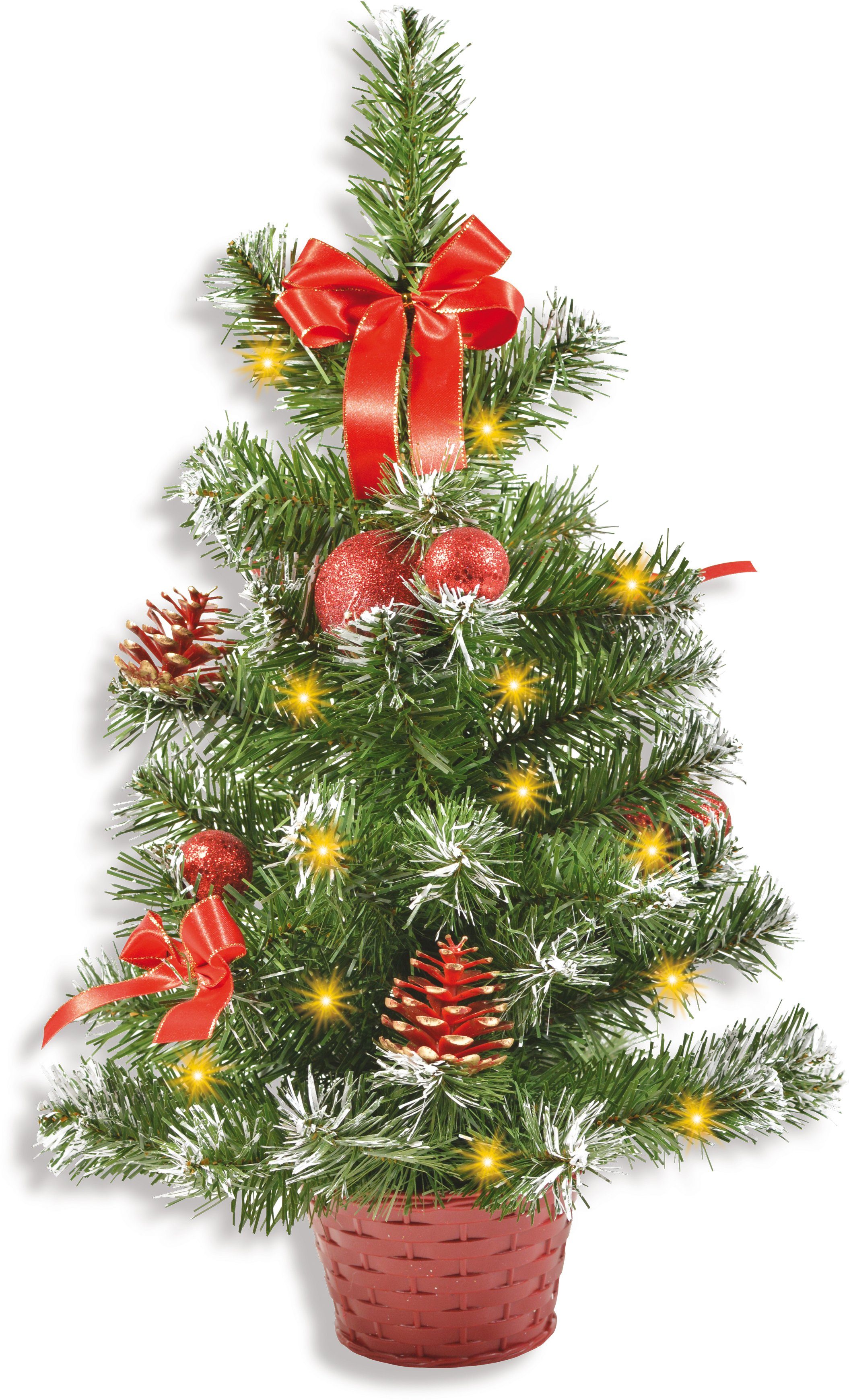 RIFFELMACHER & WEINBERGER Künstlicher Weihnachtsbaum Weihnachtsdeko rot, künstlicher Christbaum, Tannenbaum, Höhe ca. 50 cm, dekoriert, für den Innenbereich
