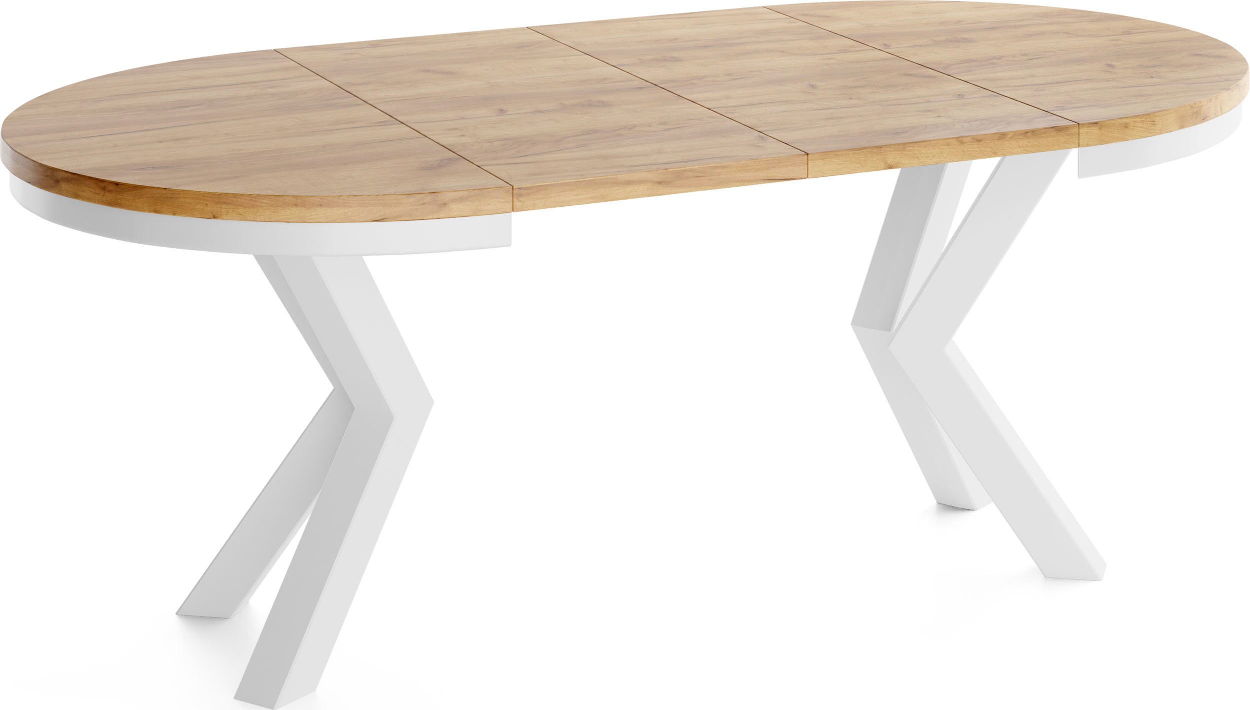 WFL GROUP Esstisch Clara White im Loft-Stil rund ausziehbar mit weißen Metallbeinen (MADE IN EU, erhältlich in zwei Größen – 100/120 cm, ausziehbar auf 180/200  – Bild 4 von 5