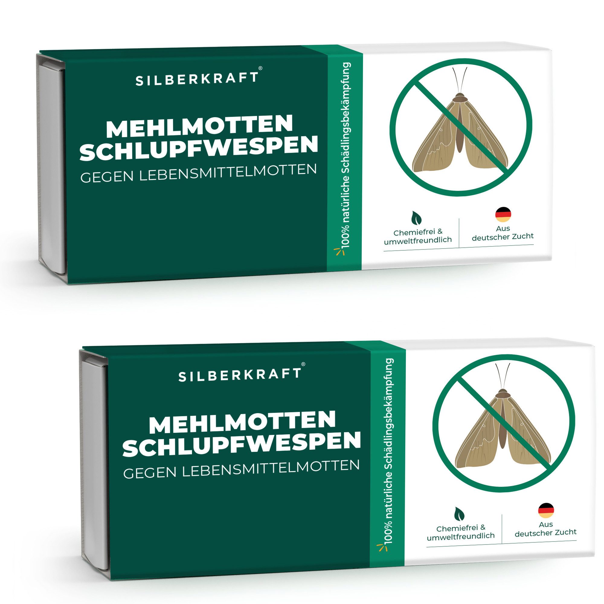 Silberkraft Insektenvernichter Mehlmottenschlupfwespen, biologische Motten- und Larvenbekämpfung, Mehlmotten, Dörrobstmotten, Speichermotten, Getreide- und Wachsmotten