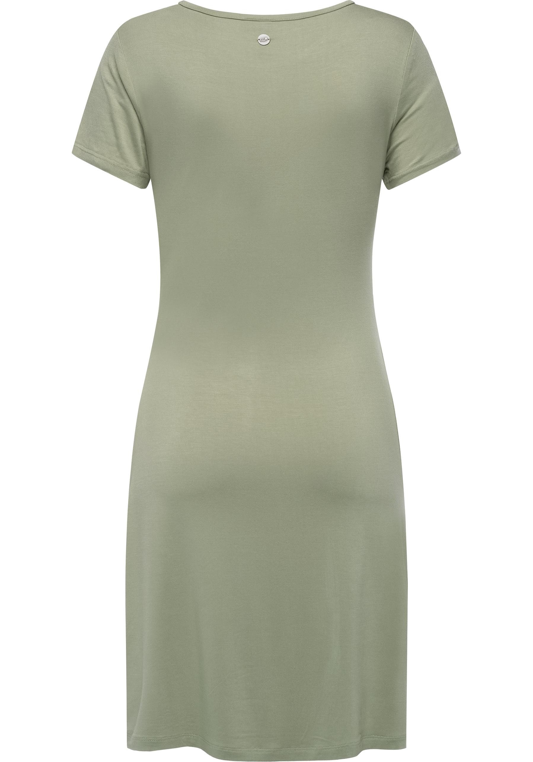 Ragwear Shirtkleid Knotta Kurzarm Sommerkleid mit seitlichem Bindeband