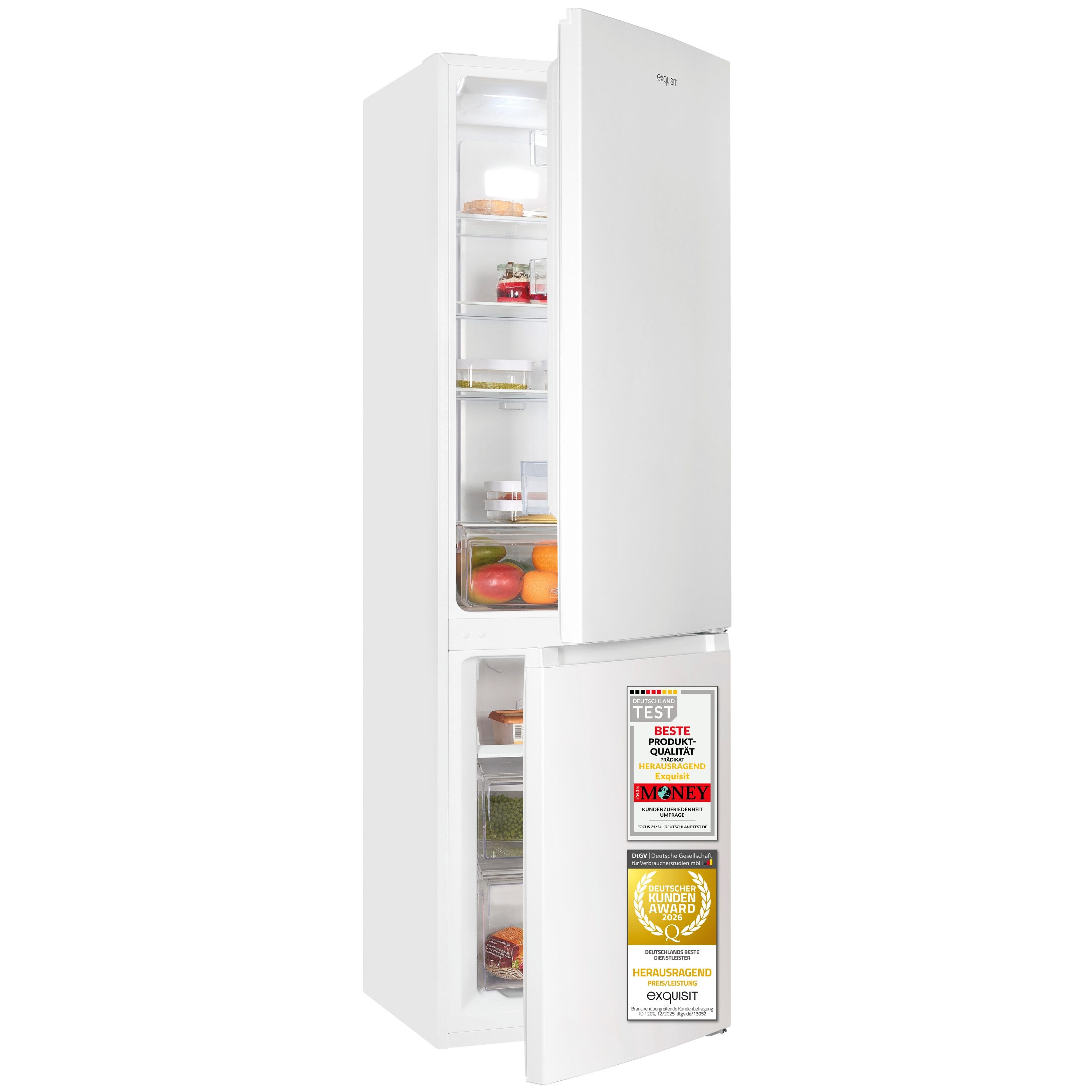 exquisit Kühl-/Gefrierkombination KGC5265-70-040D, 180 cm hoch, 54,5 cm breit, 262 l Nutzinhalt gesamt, 4 Sternefach, Energieklasse D
