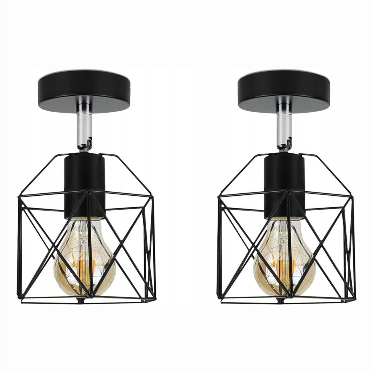 ZMH Deckenleuchten 2ER Retro Deckenlampe E27 Flurlampe Schwarz Metall Indus günstig online kaufen