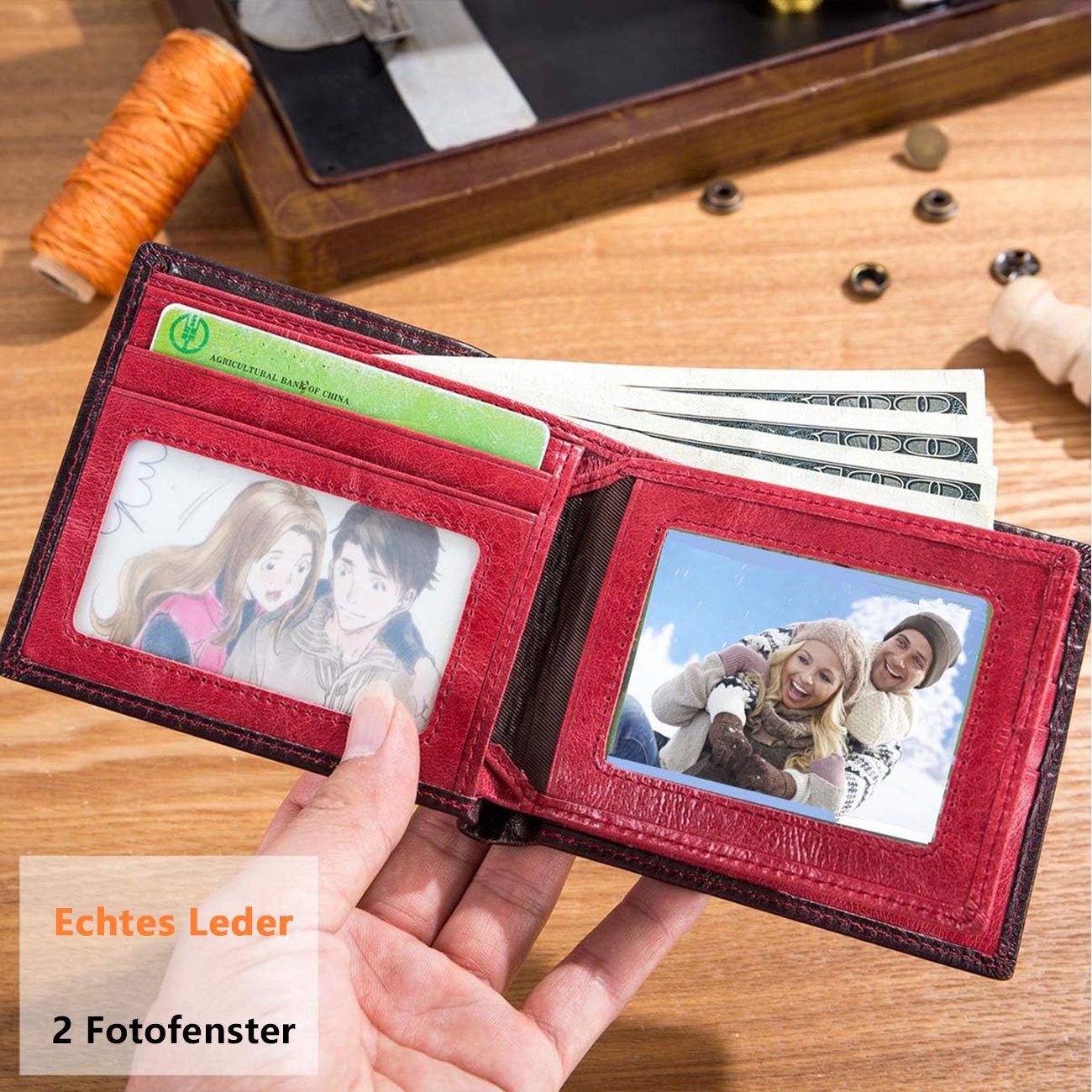 REDOM Geldbörse Herren Rot mit Beutel Brieftasche (Herren Kreditkartenetui, Portemonnaie Slim Kartenetui, x 12 NFC Handtasche RFID-Schutz 10 Kurz Weich Echtleder), mit Kartenhalter, x Portmonee Ledergeldbörse Geldbeutel Leder Wallet, 12 1.5 Kartenfächer, Geld cm