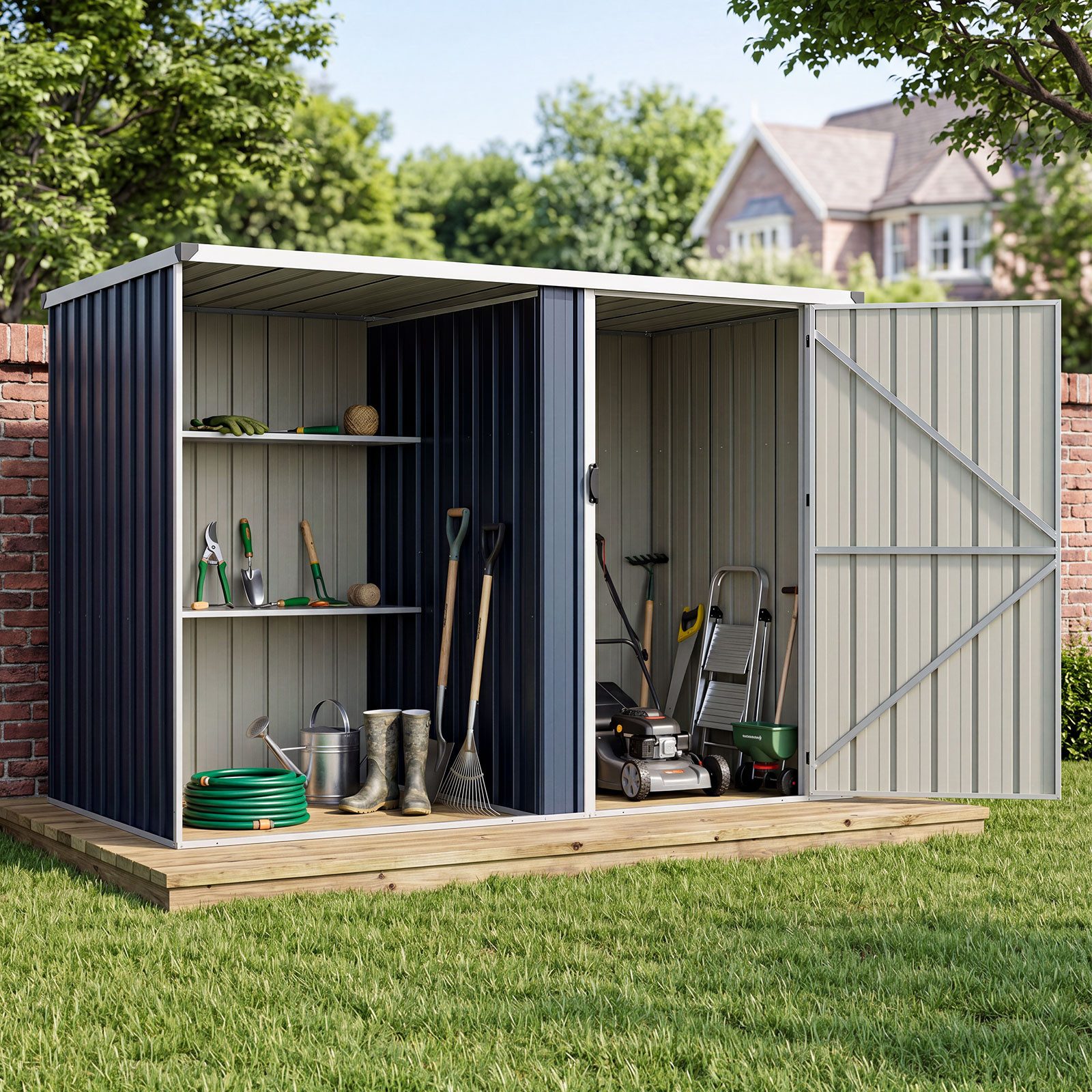 COSTWAY Gerätehaus Gartenschuppen aus Metall wetterfestes Gartenhaus