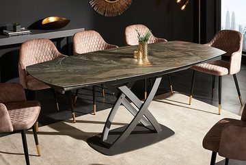 riess-ambiente Esstisch INCEPTION 130-190cm taupe / schwarz (Einzelartikel, 1-St), Keramik · Metall · Sicherheitsglas · ausziehbar · Modern Design