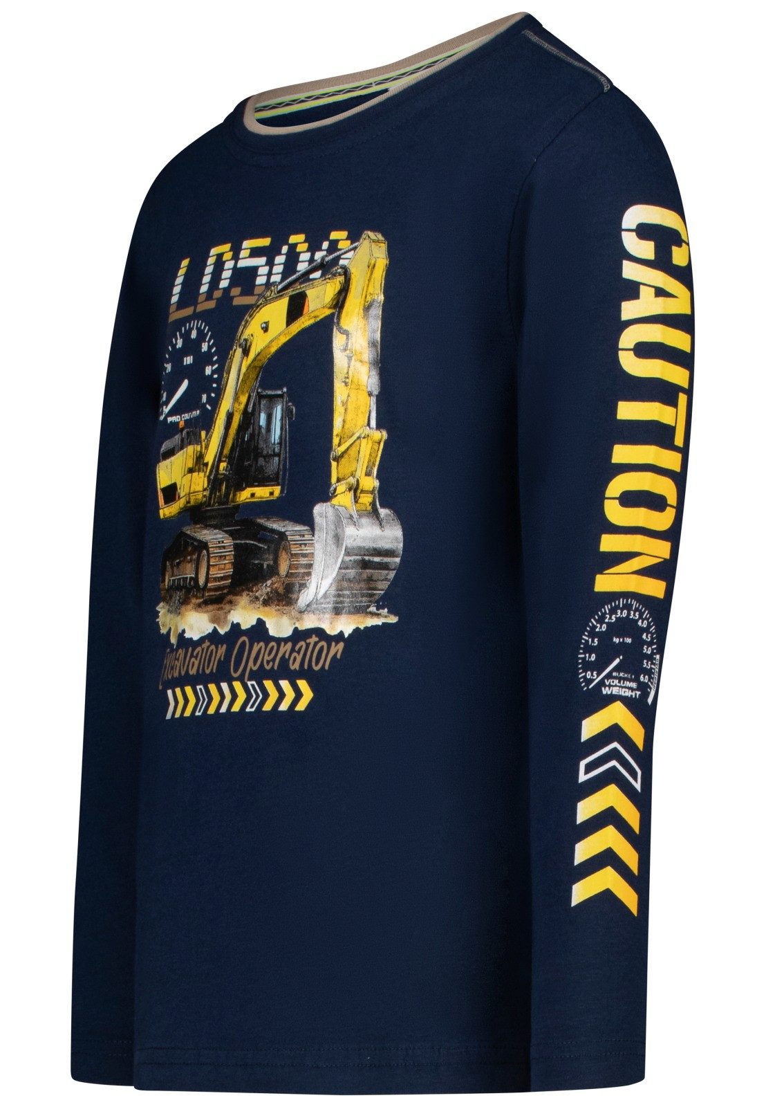 SALT AND PEPPER Langarmshirt Salt & Pepper Jungen Schaufelbagger Langarmshirt dark blue (1-tlg)