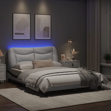vidaXL Bett Bettgestell mit LED Weiß und Schwarz 140x190 cm Kunstleder