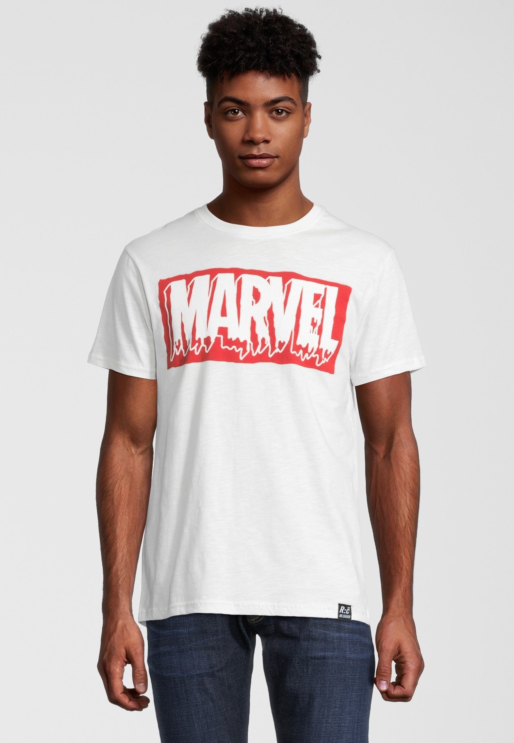 Marvel Vintage T-Shirt Weiß Logo Slime Recovered