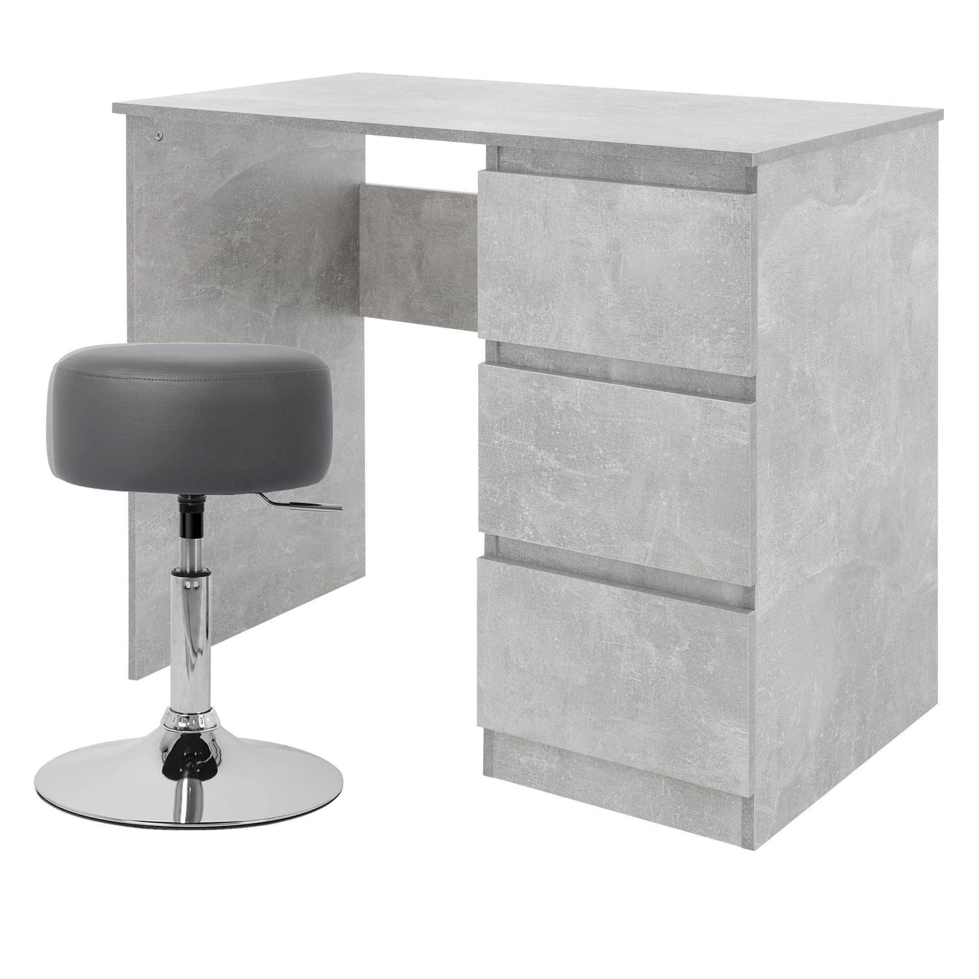 ML-DESIGN Schreibtisch Schreibtisch mit Sitzhocker 90x76x50 cm Grau