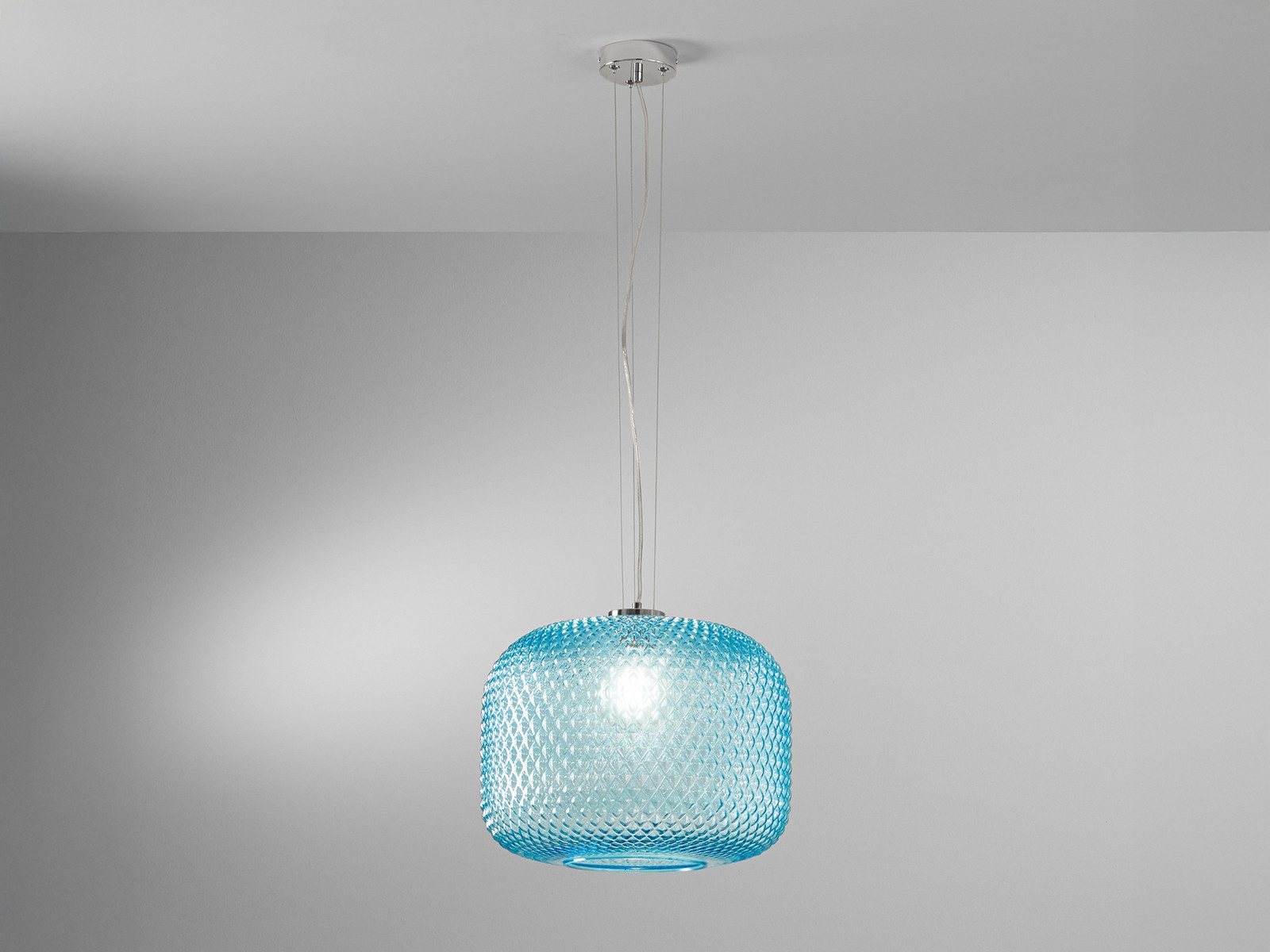 Luce Ambiente Design LED Pendelleuchte mit Relief Glas Lampenschirm Ø 40cm, Dimmfunktion, LED wechselbar, Warmweiß, Hängelampe inkl. Leuchmittel in 3 Stufen dimmbar über Licht-Schalter