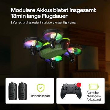 Tomzon Fur RC Quadrocopter mit LED Lichter Helikopter FlugzeugKinder Anfänger Drohne (360° Propellerschutz, Werfen Go/3D Flip/Rotation/Kreisen Indoor)