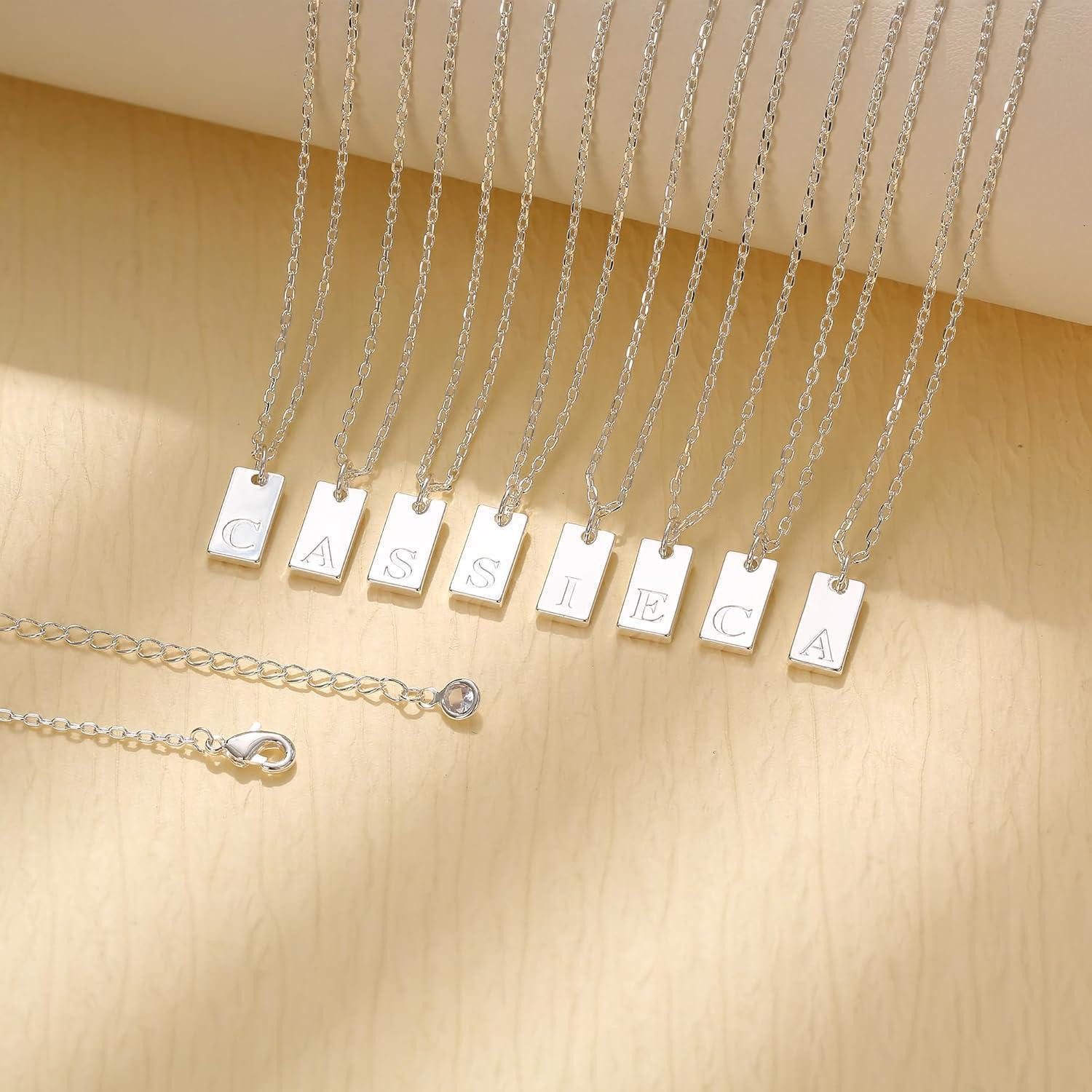 LuxusKollektion Kette und Anhänger Set Personalisierte Initialen Halskette Damen Silber 925 Buchstaben A-Z