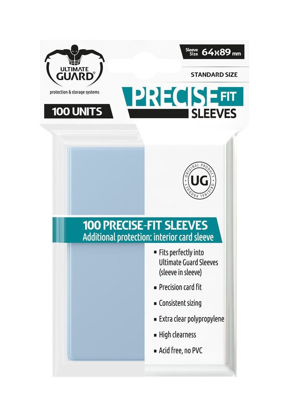 Ultimate Guard Sammelkarte 100 Precise-Fit Sleeves Standardgröße (64x89mm) - transparent