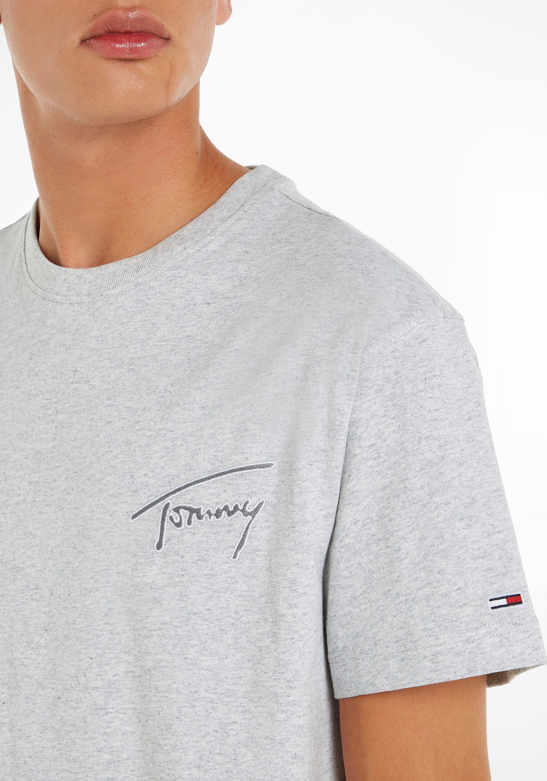 Rundhalsausschnitt TEE Tommy Jeans mit T-Shirt CLSC SilverGreyHtr SIGNATURE TJM