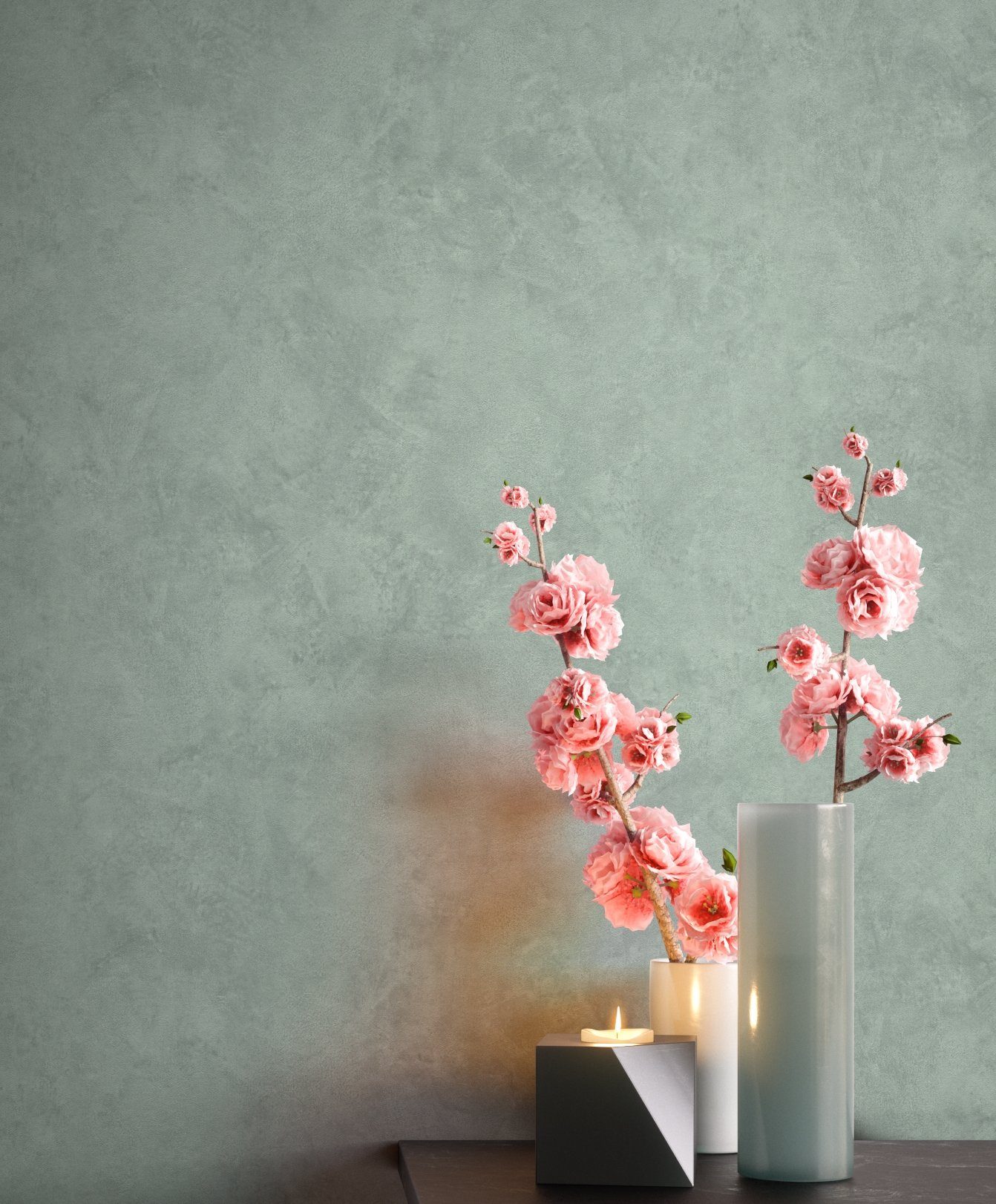 Newroom Vliestapete, Grün Tapete Modern Beton günstig online kaufen