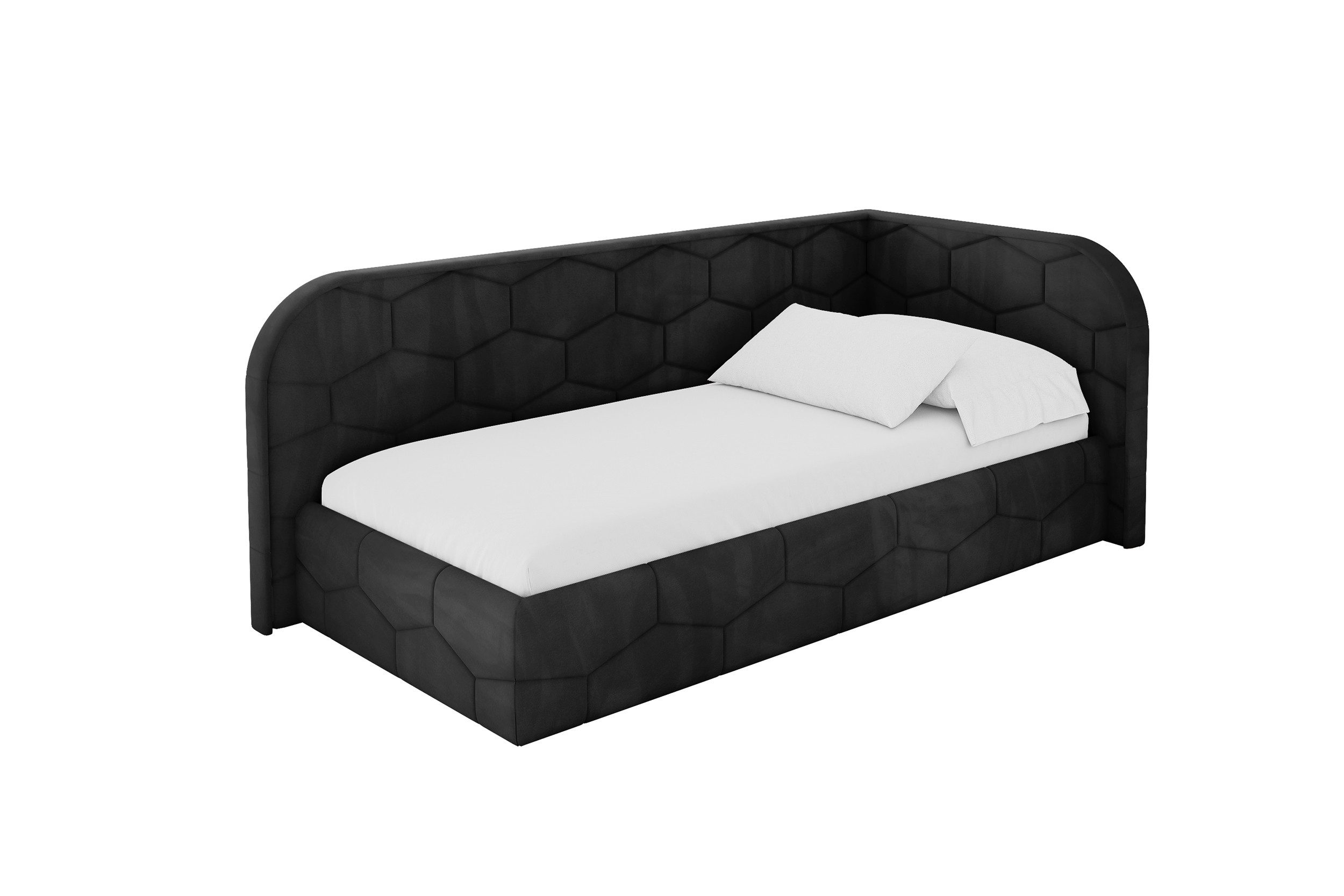 ALTDECOR Jugendbett JAXY (Jugendbett mit Bettkasten und Lattenrost, Polsterbett ohne Matratze), Einzelbett mit Stauraum, Bett mit Kopfteil