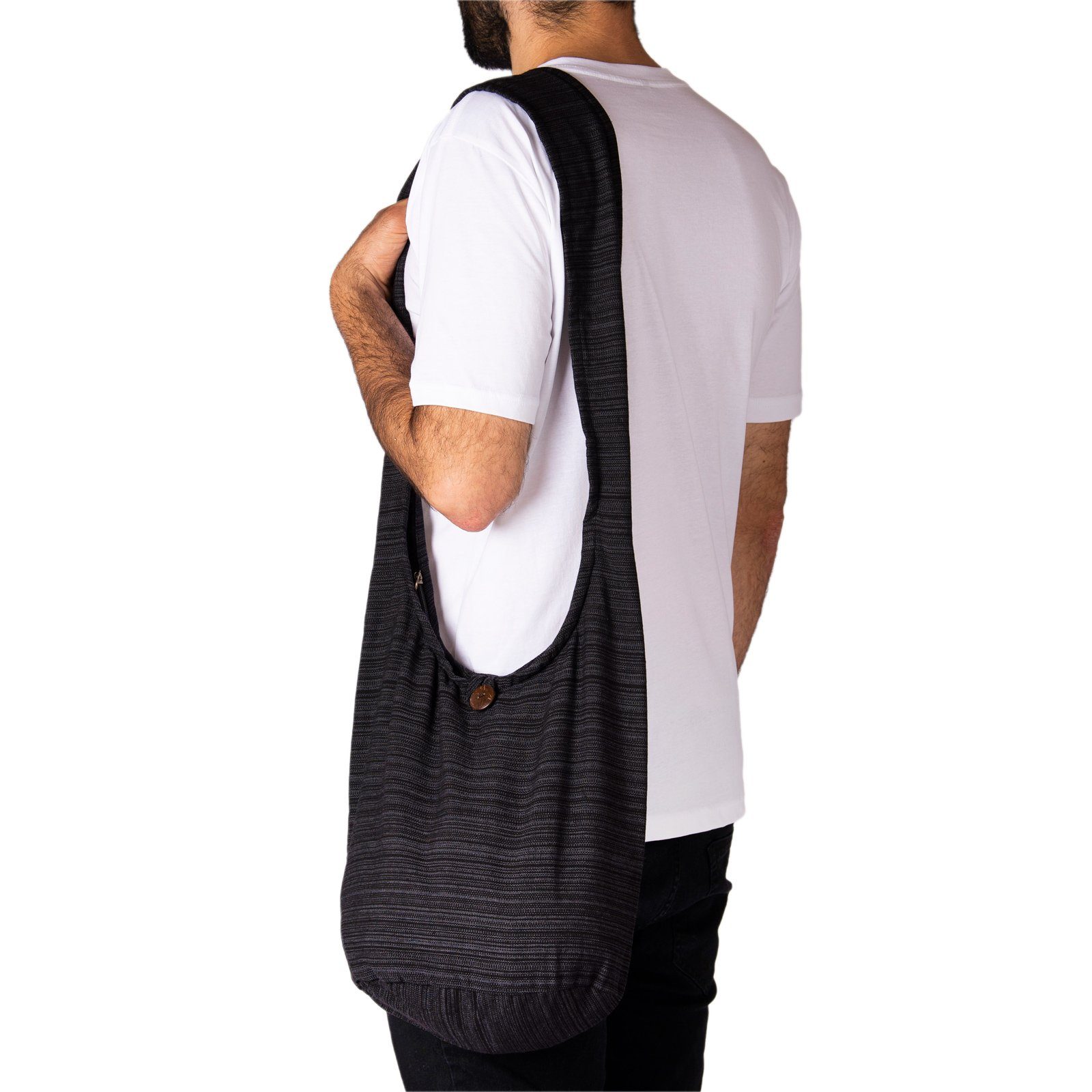 Yogatasche Strandtasche Schulterbeutel 2 Baumwolle nutzbar Wickeltasche aus Lini PANASIAM Handtasche als Beuteltasche Größen Schwarz auch In Schultertasche, oder 100%