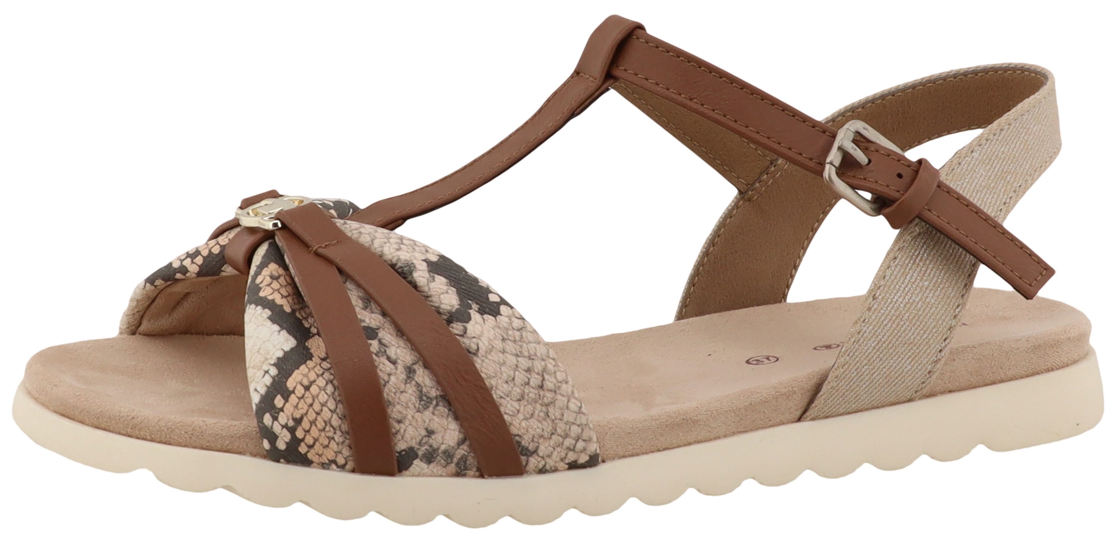TOM TAILOR Riemchensandale Platau, Sandalette, Sommerschuh mit Kontrastbesatz in Snake-Optik