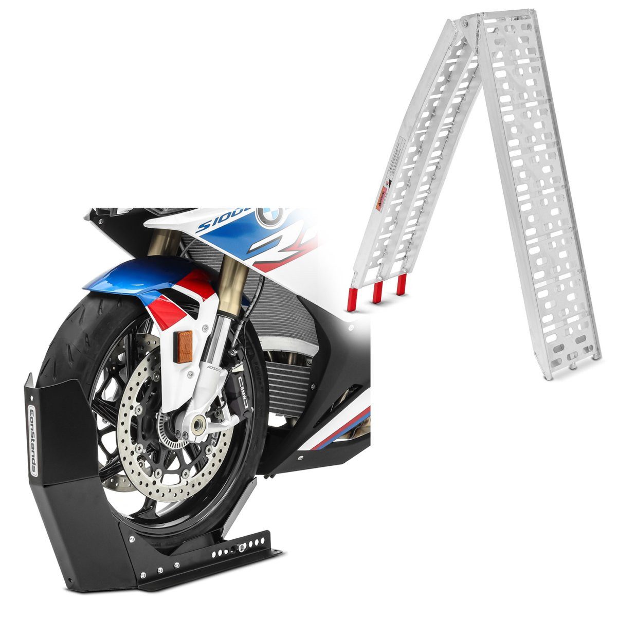 Auffahrrampe Motorrad Auffahrrampe Alu CS1 + Motorradwippe Easy Fix klappbar max. 3
