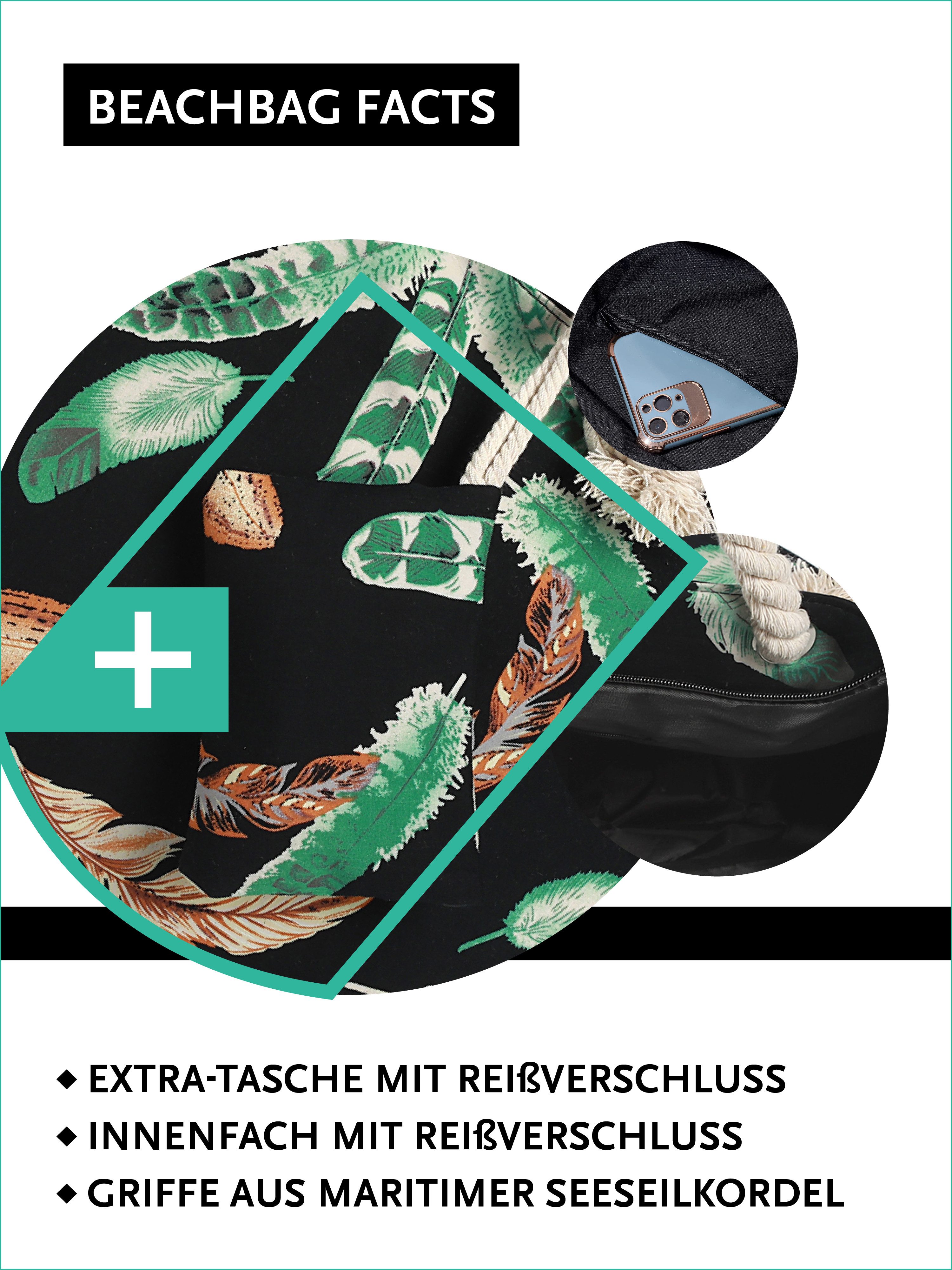 DonDon Strandtasche Shopper wasserabweisende Tasche (2-tlg), Große Strandtasche, mit Reißverschluss, inkl. kleinem Beutel