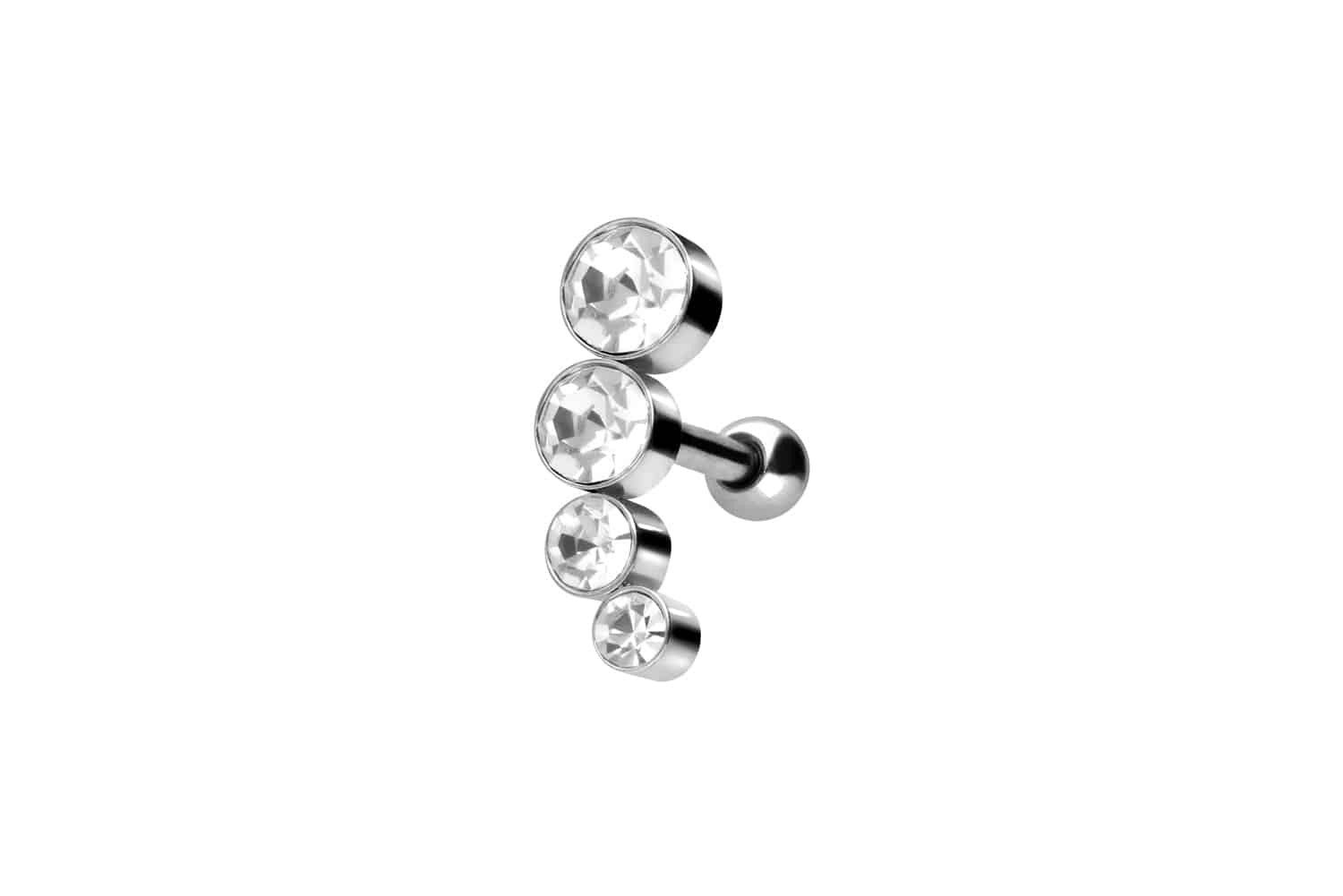 PIERCINGLINE Single-Ohrstecker Chirurgenstahl Ohrpiercing 4 KRISTALLE günstig online kaufen
