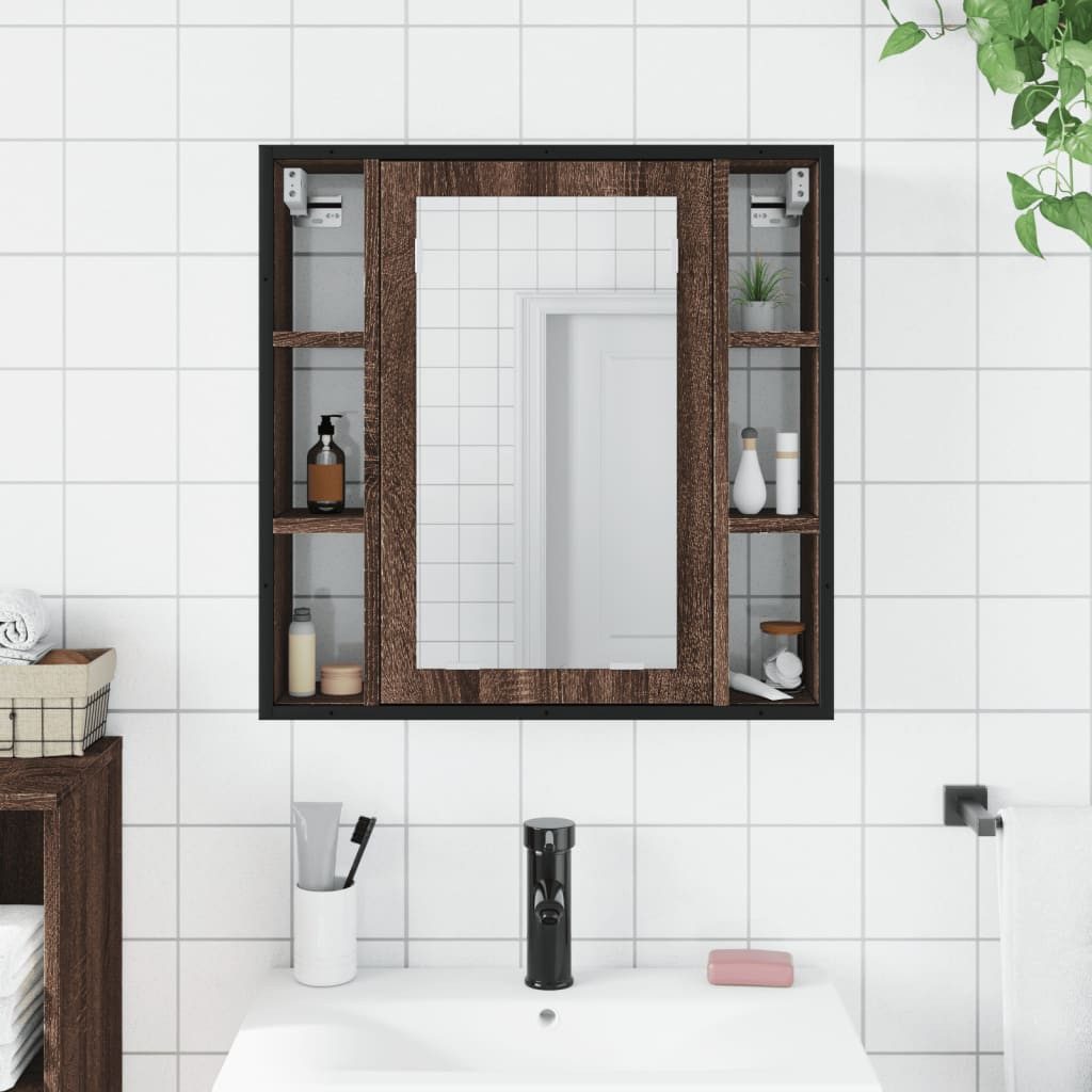 vidaXL Badezimmerspiegelschrank Bad-Spiegelschrank Braun Eiche-Optik 60x16x günstig online kaufen