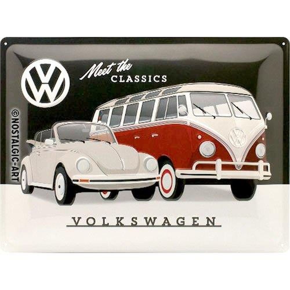 Metallschild Blechschild 30 x 40 cm - Volkswagen - VW - Meet The Classics
