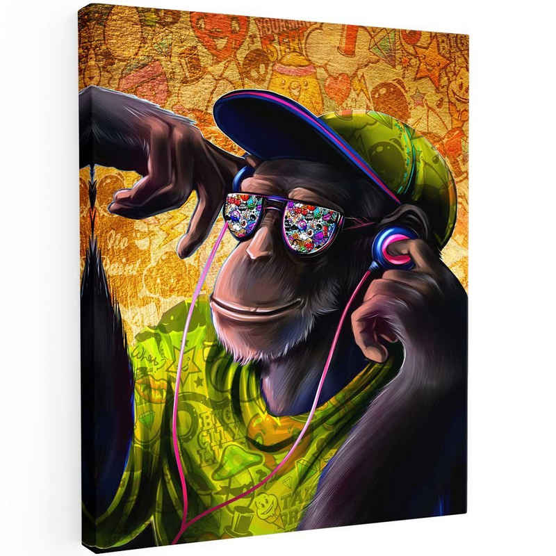 Mister-Kreativ XXL-Wandbild Cool Music Monkey - Premium Wandbild, Viele Größen + Materialien, Poster + Leinwand + Acrylglas
