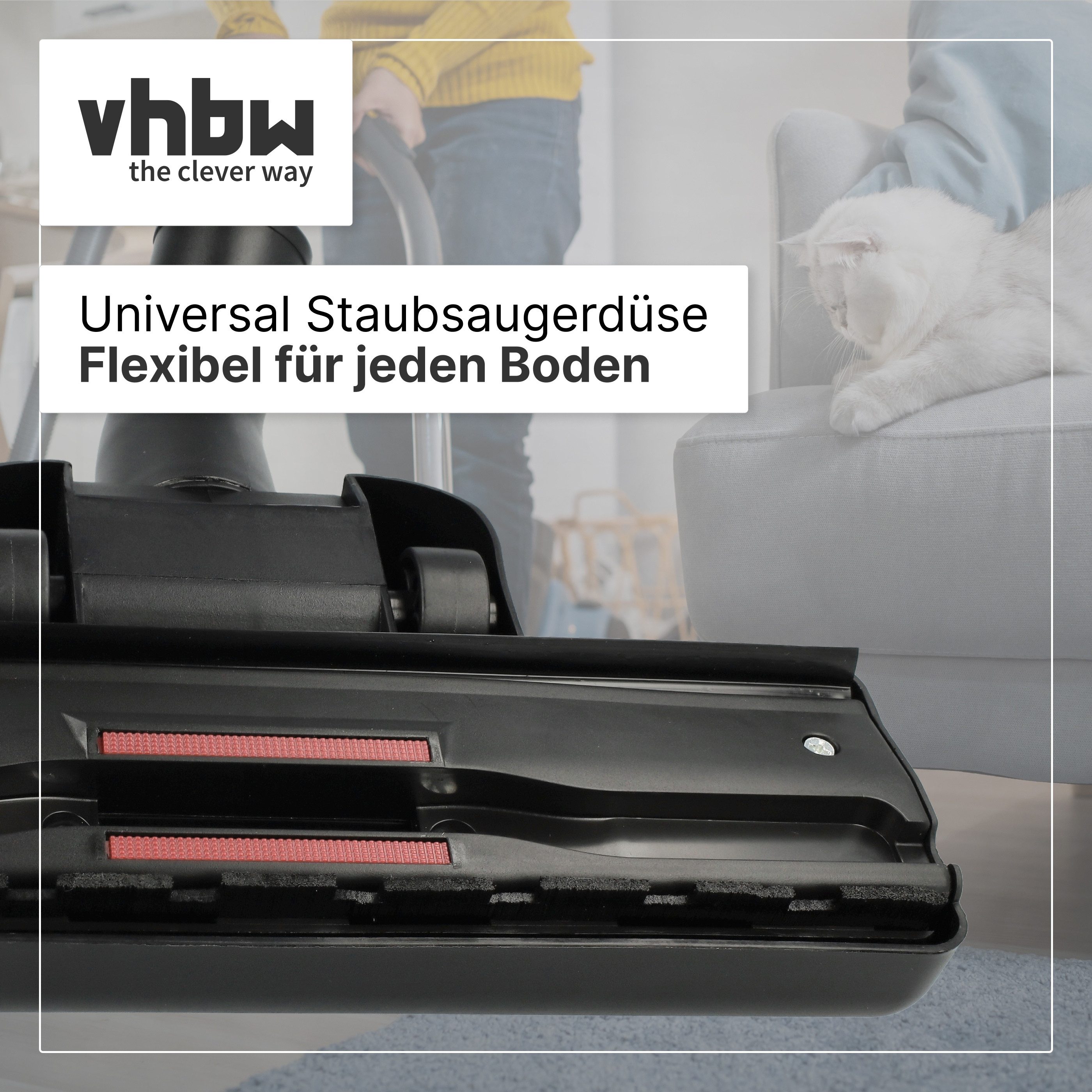 vhbw Bodendüse für Staubsauger, Kombidüse für Bodenstaubsauger mit 35 mm Rundanschluss, Mit – Bild 5 von 5