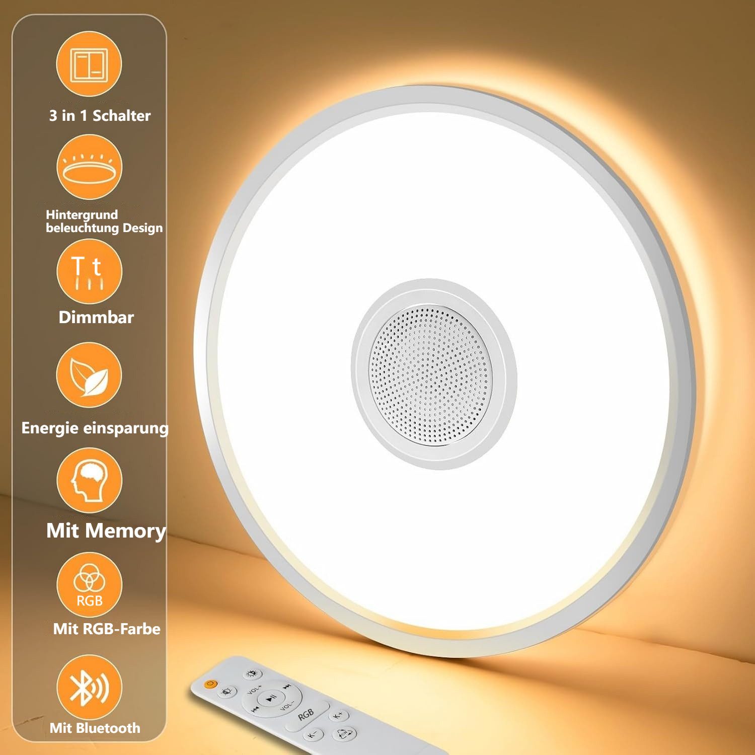 BlingBin LED Deckenleuchte RGB-LED-Hängeleuchte mit Bluetooth-Lautsprecher, günstig online kaufen