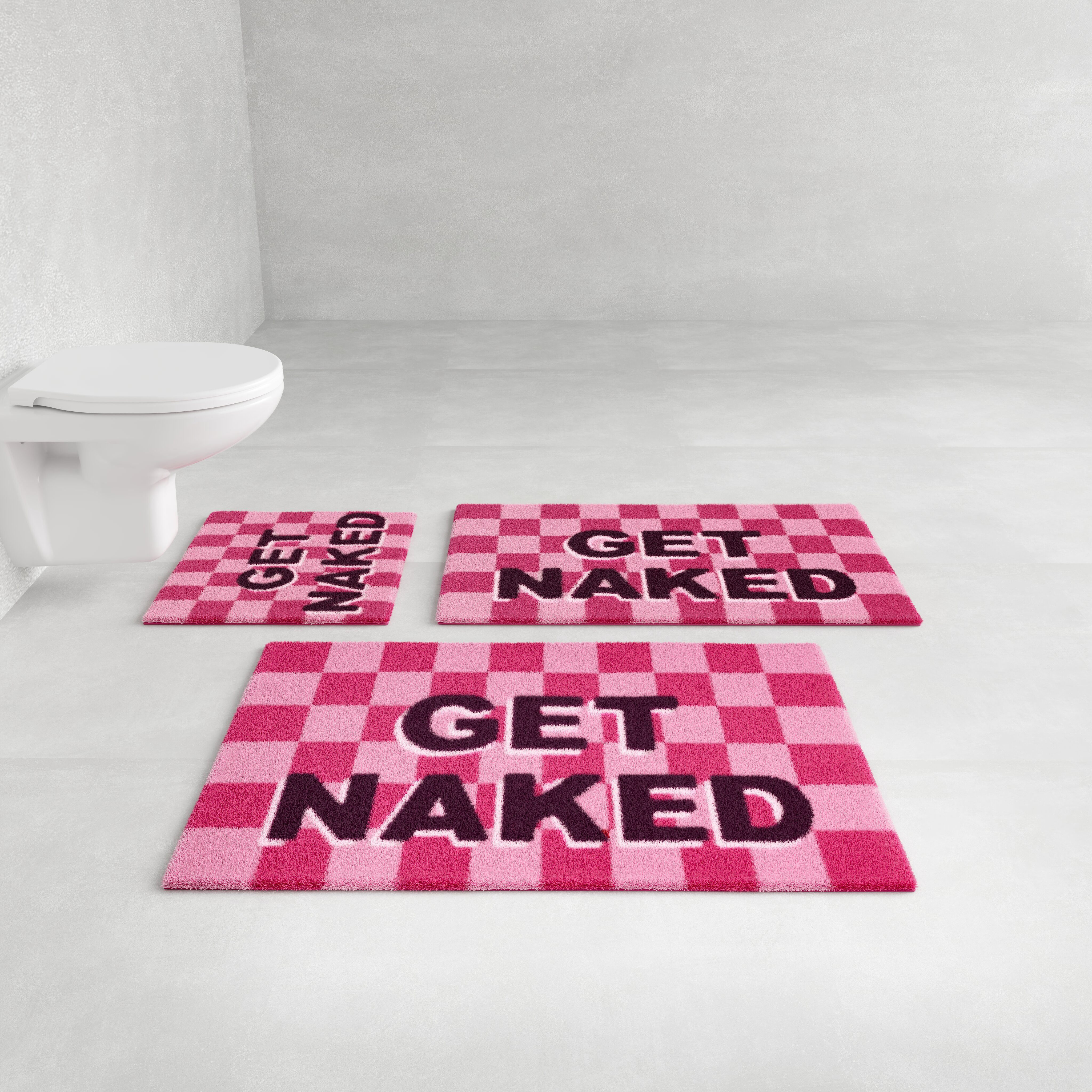 OTTO home Badematte Get Naked, modern, Badvorleger, Badezimmer Teppich, Höhe 20 mm, rutschhemmend beschichtet, schnell trocknend, Polyacryl, rechteckig, Badteppich, mit Schriftzug, 2 Varianten, rechteckig