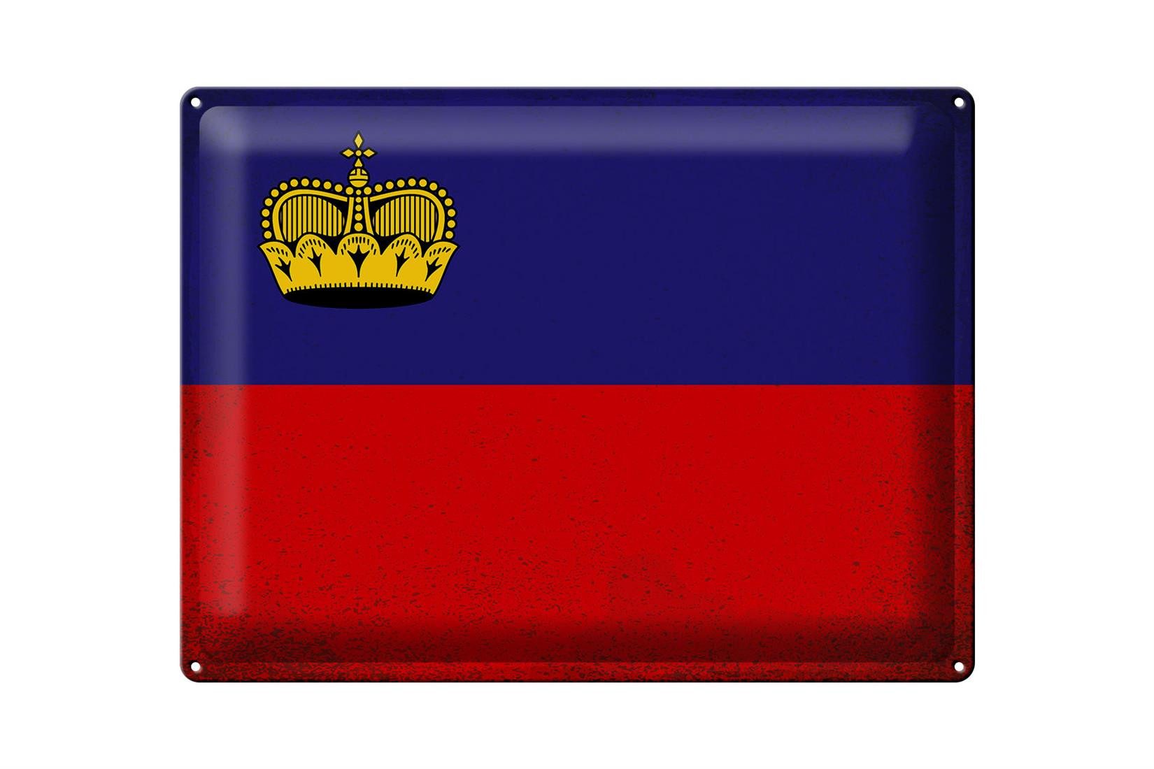 Metallschild Flagge Liechtenstein 40x30cm Flag Vintage