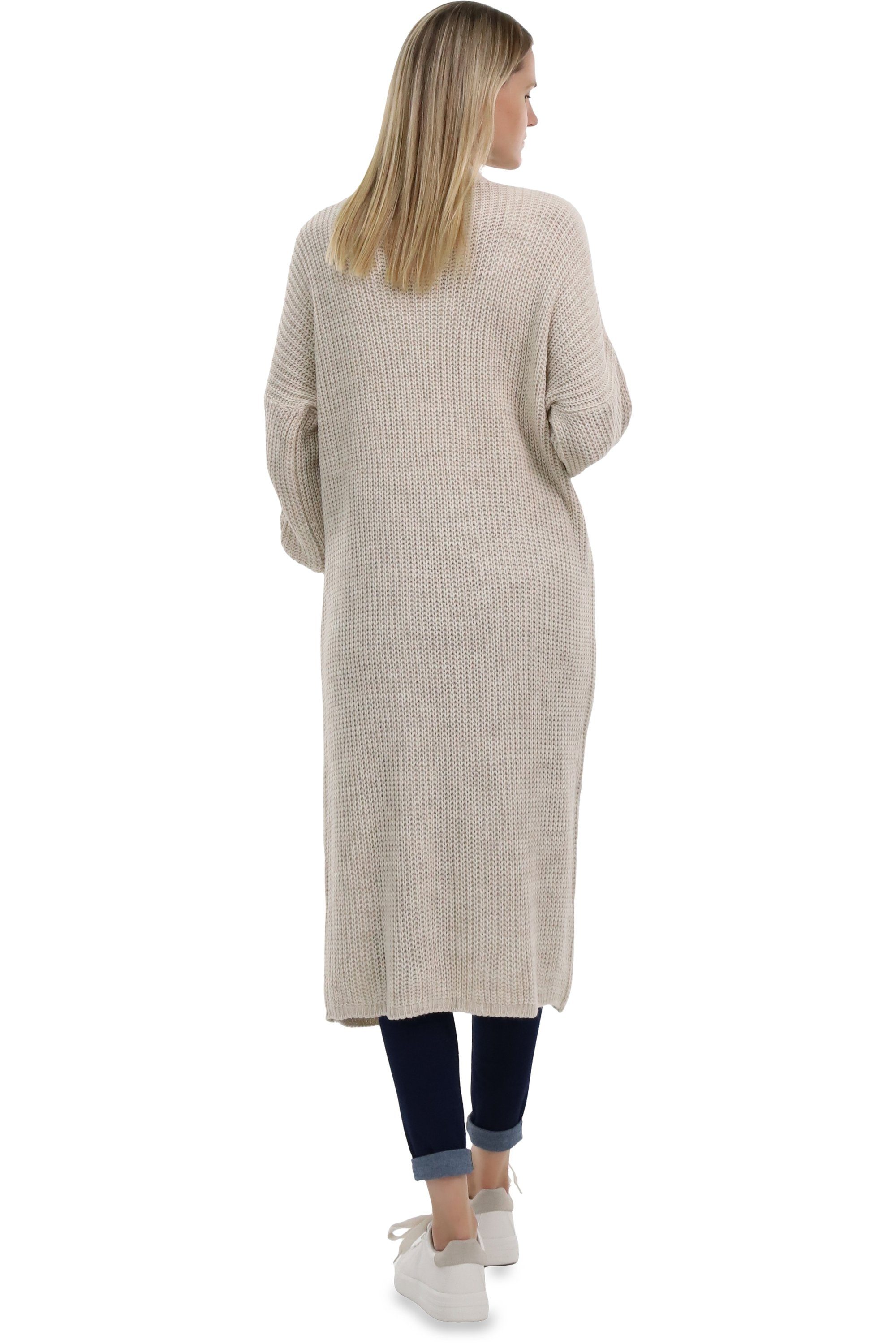 malito more than fashion Longstrickjacke malito Damen Strickmantel, schicker Cardigan, moderne Wollmantel, offene lange Strickjacke in Grobstrick-Optik