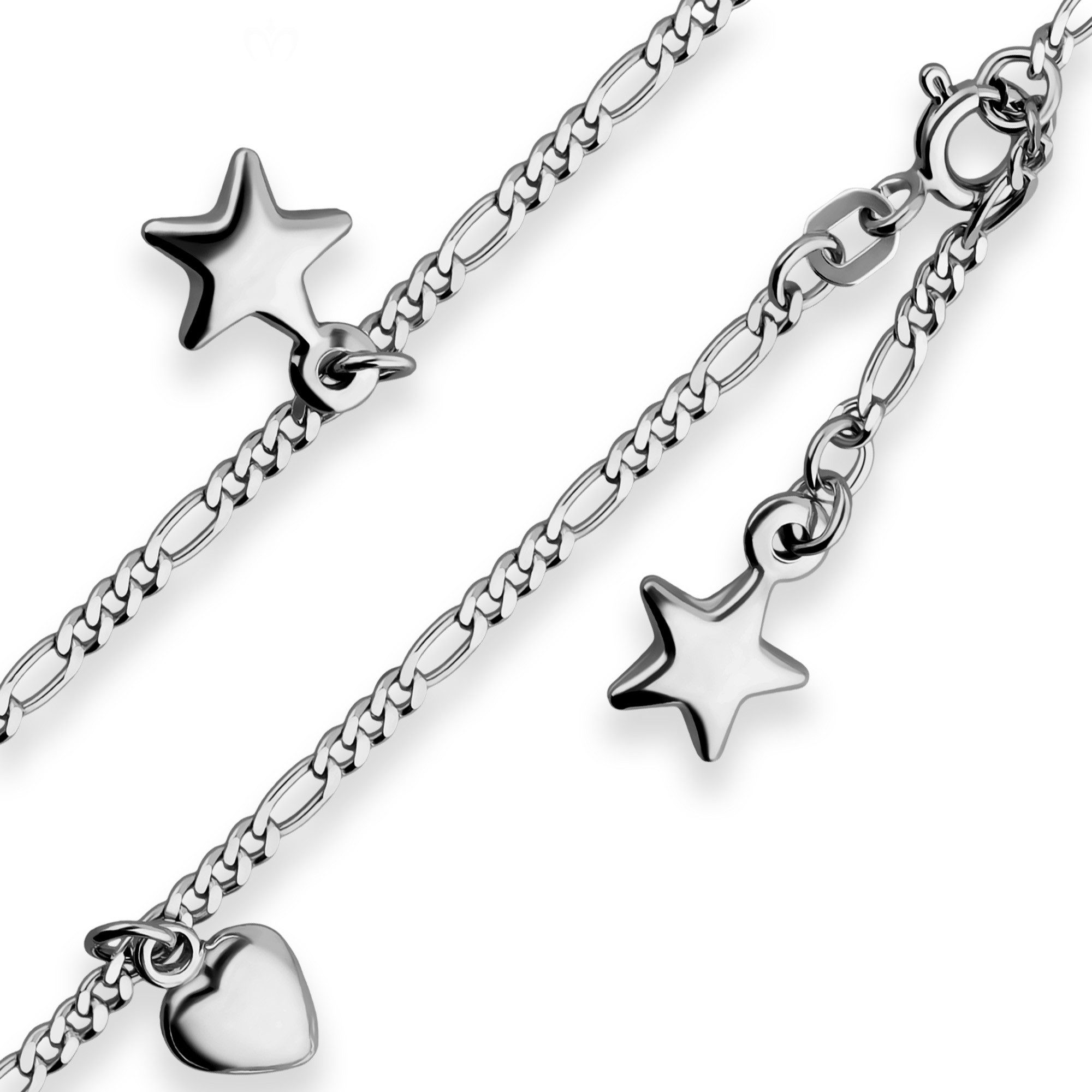Schmuck Krone Fußkette 2,2mm Figarokette diamantiert Fusskette 925 Silber r günstig online kaufen