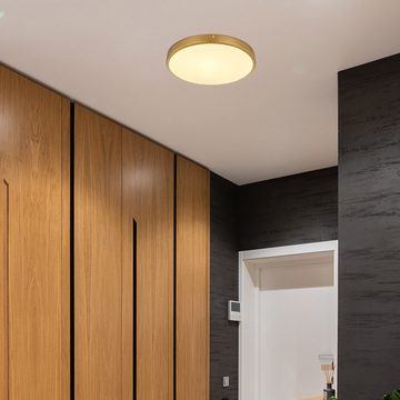 Globo LED Deckenleuchte, LED-Leuchtmittel fest verbaut, Warmweiß, LED Deckenleuchte Wohnzimmerlampe Metall Kunststoff Messing D 35 cm