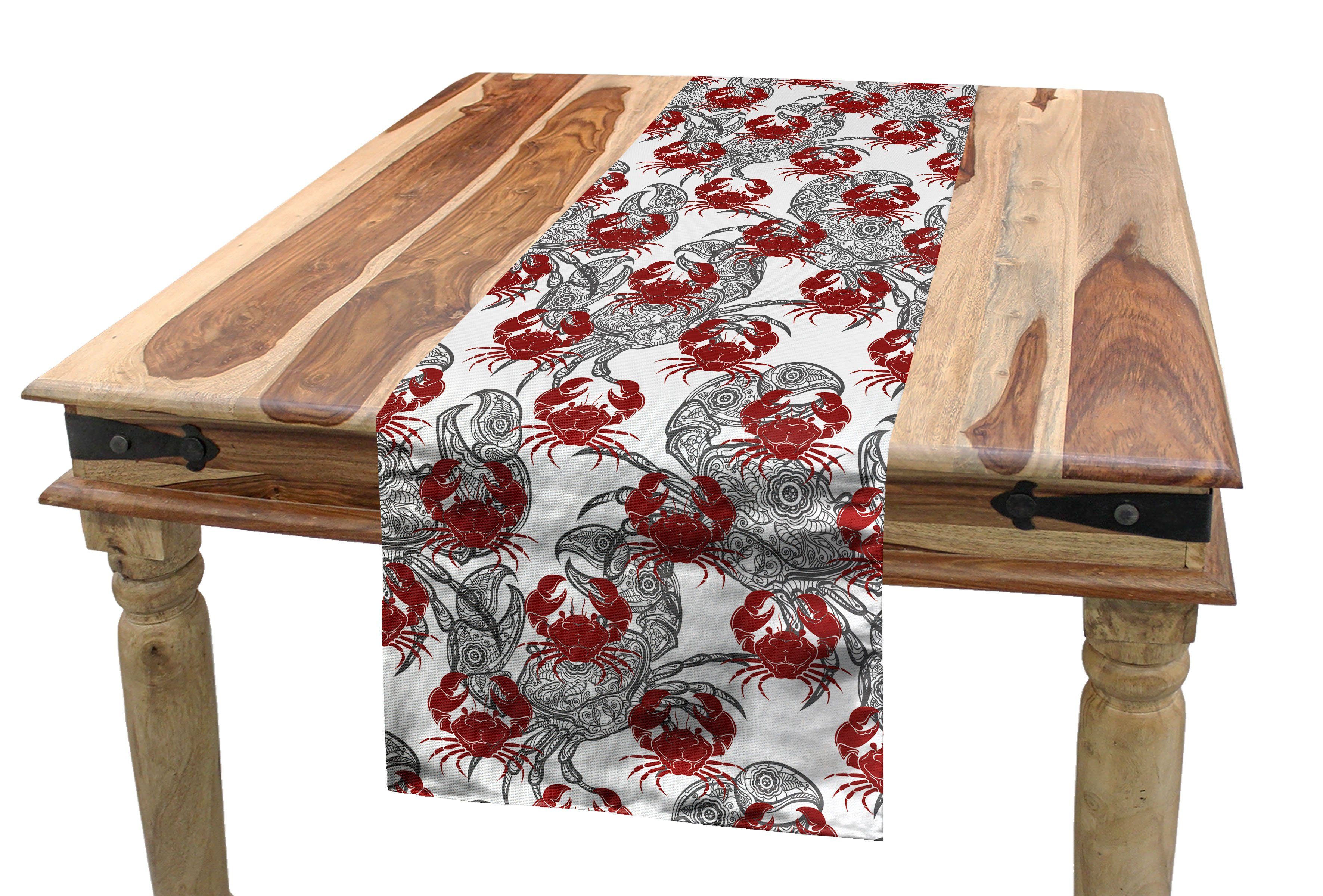 Abakuhaus Tischläufer Esszimmer Küche Rechteckiger Dekorativer Tischläufer, Meerestier Illustration von Crab