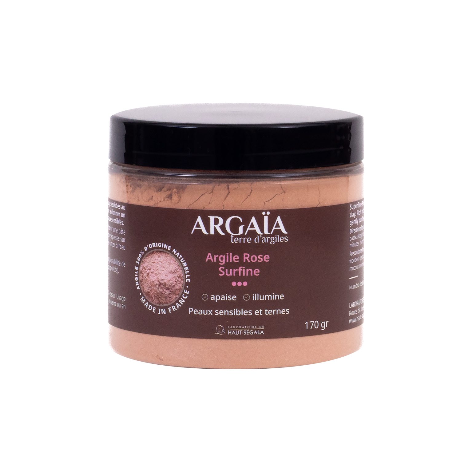 Laboratoire du Haut-Ségala Gesichtsmaske Ultrafeine Tonerde Rosa Mineralerde Ultrafein, für Sanfte Hautpflege