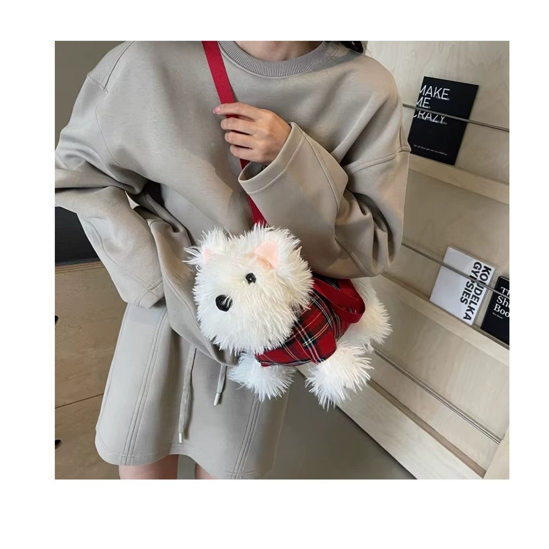 Einkaufszauber Schultertasche Designer Handtasche Malteser Hund - Bolonka Havaneser -, Handtasche und Kuscheltier gleichzeitig