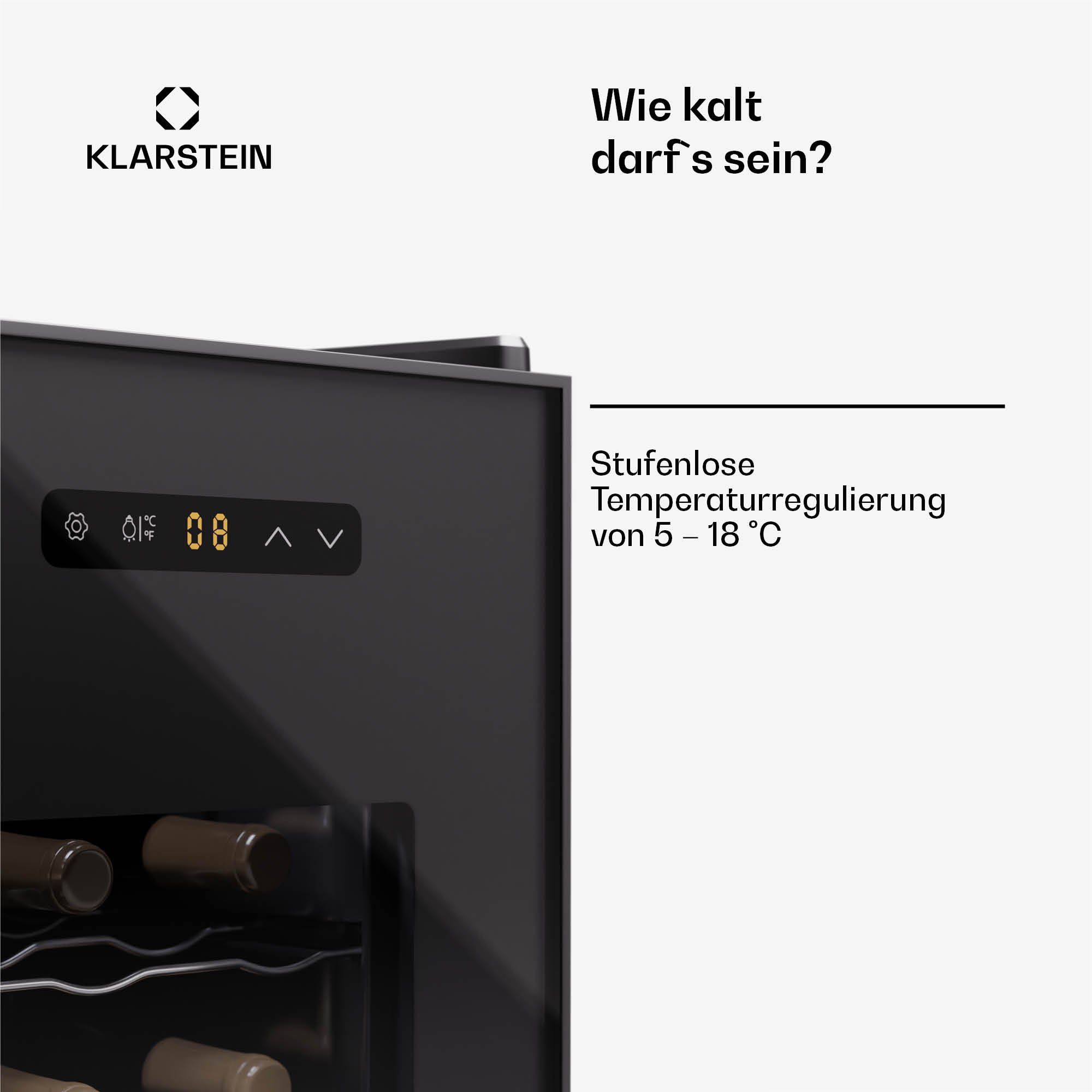 Klarstein Weinkühlschrank Silent Vino 12 Uno, für 12 Standardflaschen á 0,75l,Wein Flaschenkühlschrank Weintemperierschrank Weinschrank Kühlschrank – Bild 3 von 5
