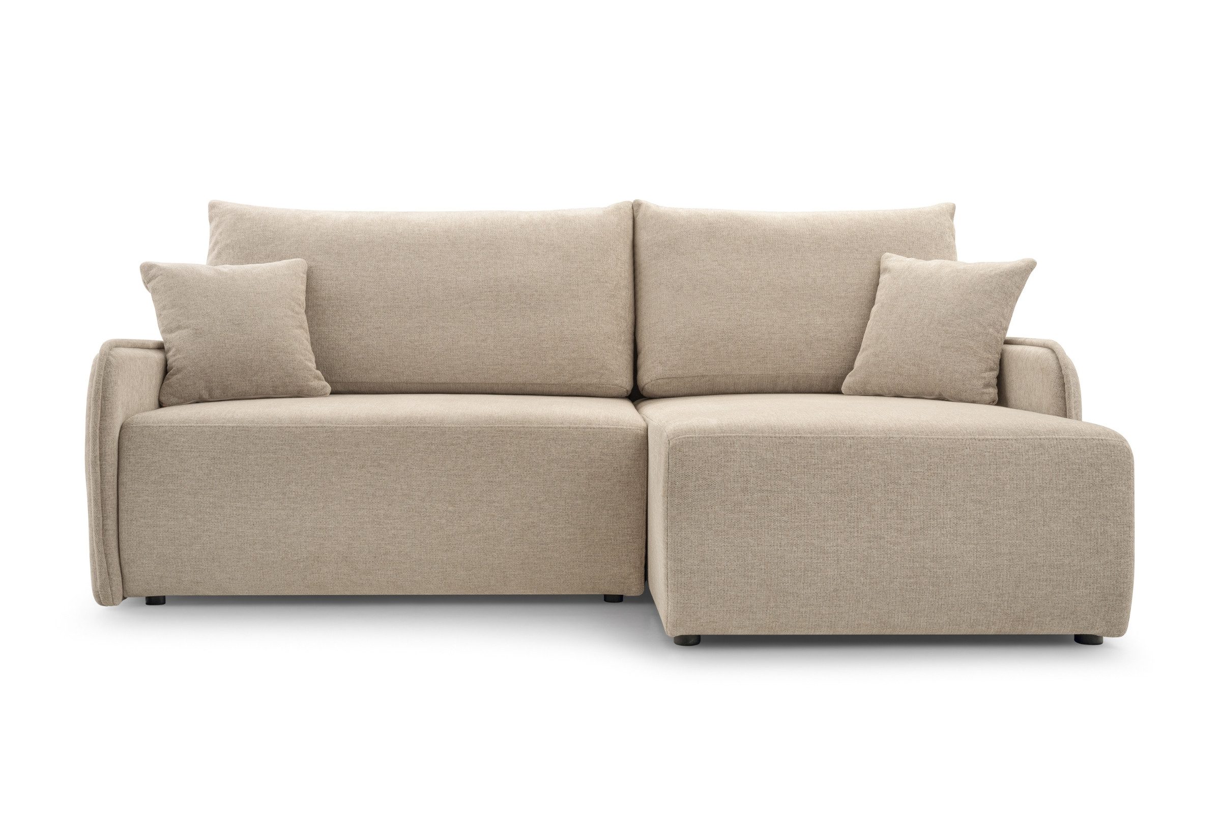 Deine Möbel 24 Ecksofa MIREA Wohnlandschaft mit Schlaffunktion – Kompakt, modern & funktional, Couch in Beige, Hellgrau, Grau und Dunkelgrau 1 Teile, Ecksofa mit integrierter Schlaffunktion (Liegefläche 130 x 188 cm)