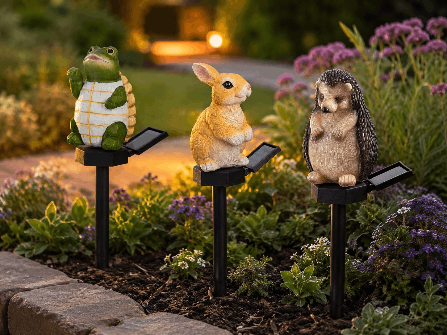 IC Gardenworld Tierfigur LED Solar Deko-Tiere als Gartenstecker, Tierfigur als Solarleuchte, beleuchtet, aus Kunststein, ca. 41 cm, kabellos – Bild 4 von 4