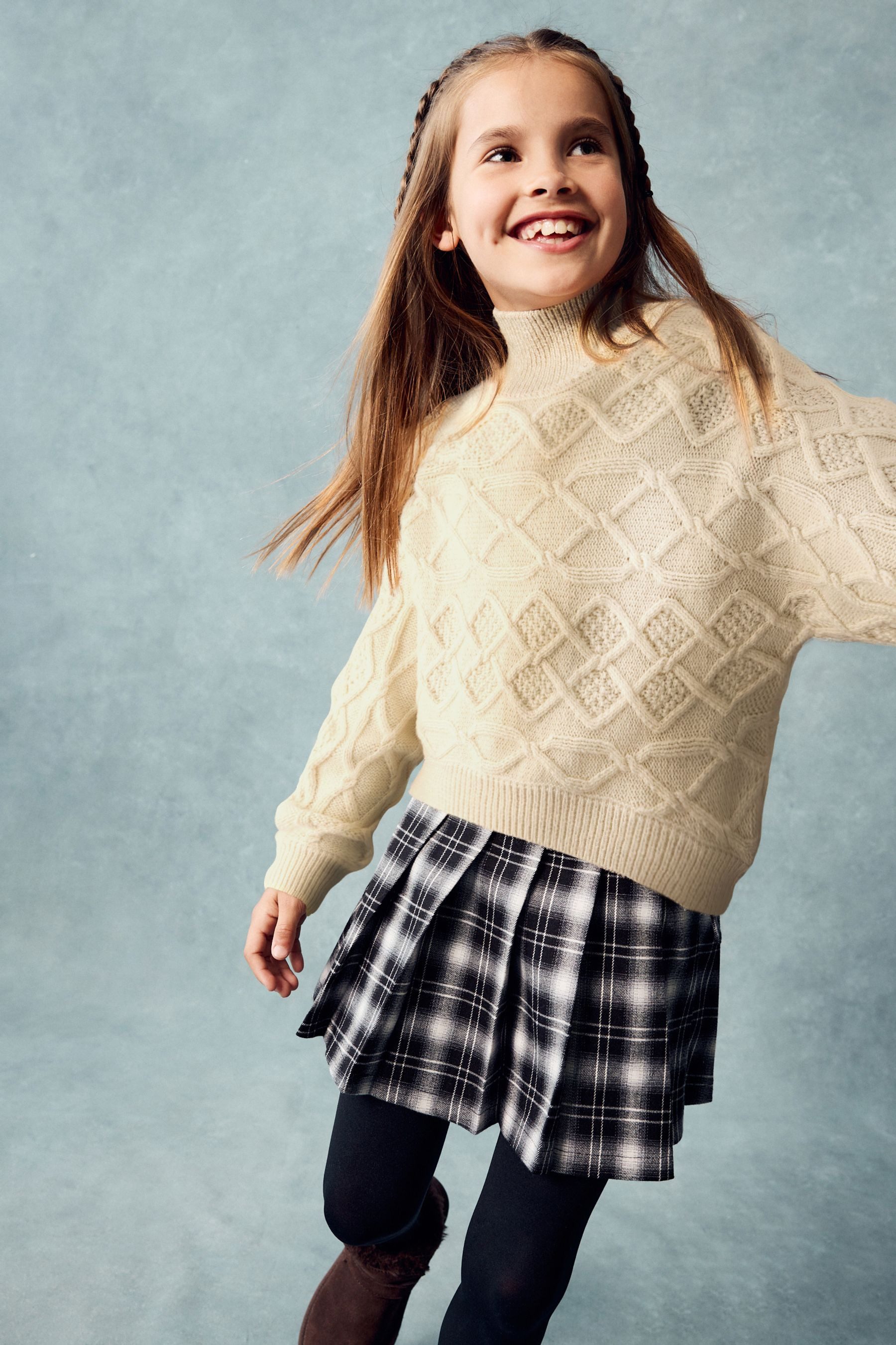 Next Stehkragenpullover Kastiger Pullover mit Zopfmuster (1-tlg)