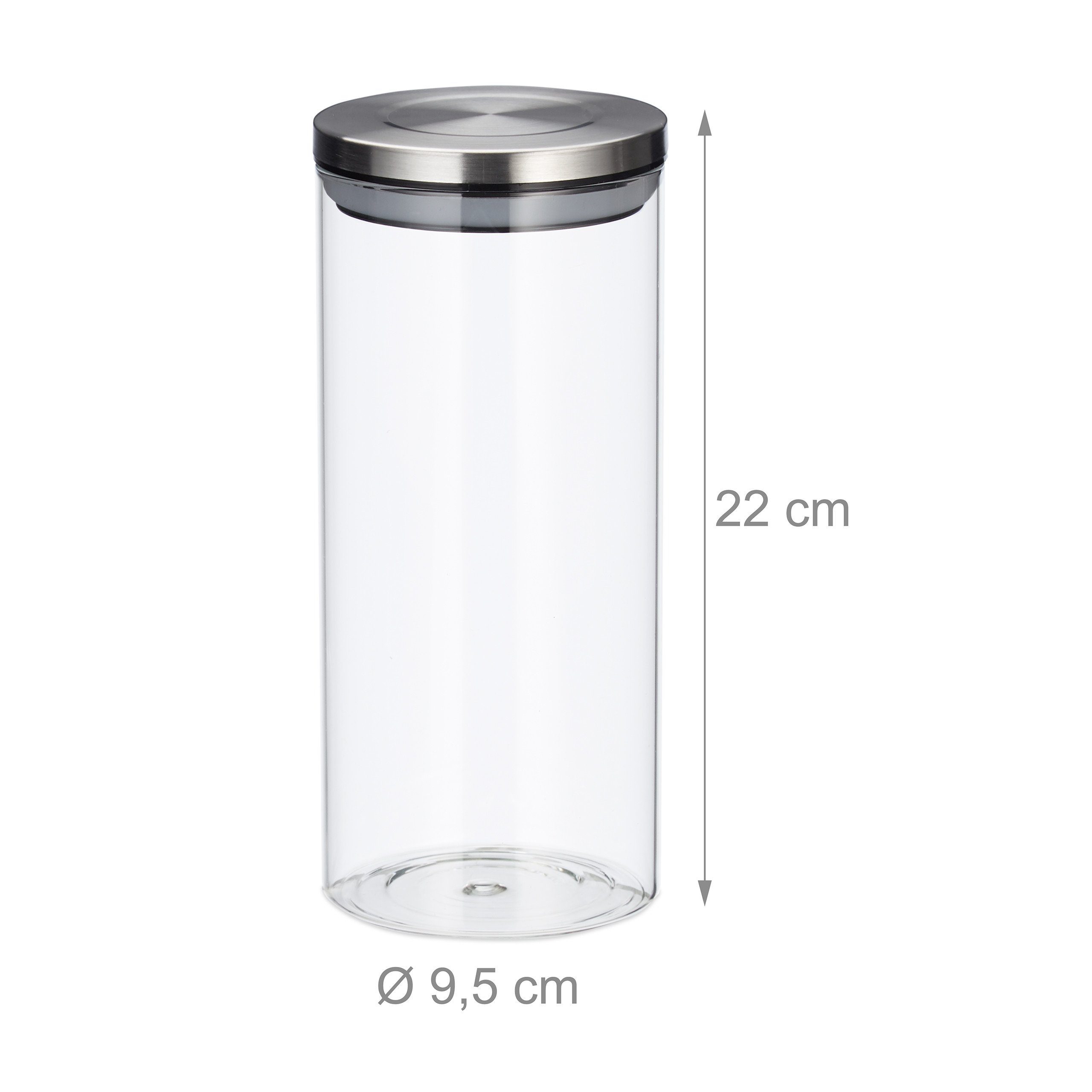 Glas Set je Liter, Vorratsglas 1,3 Vorratsglas relaxdays 3er