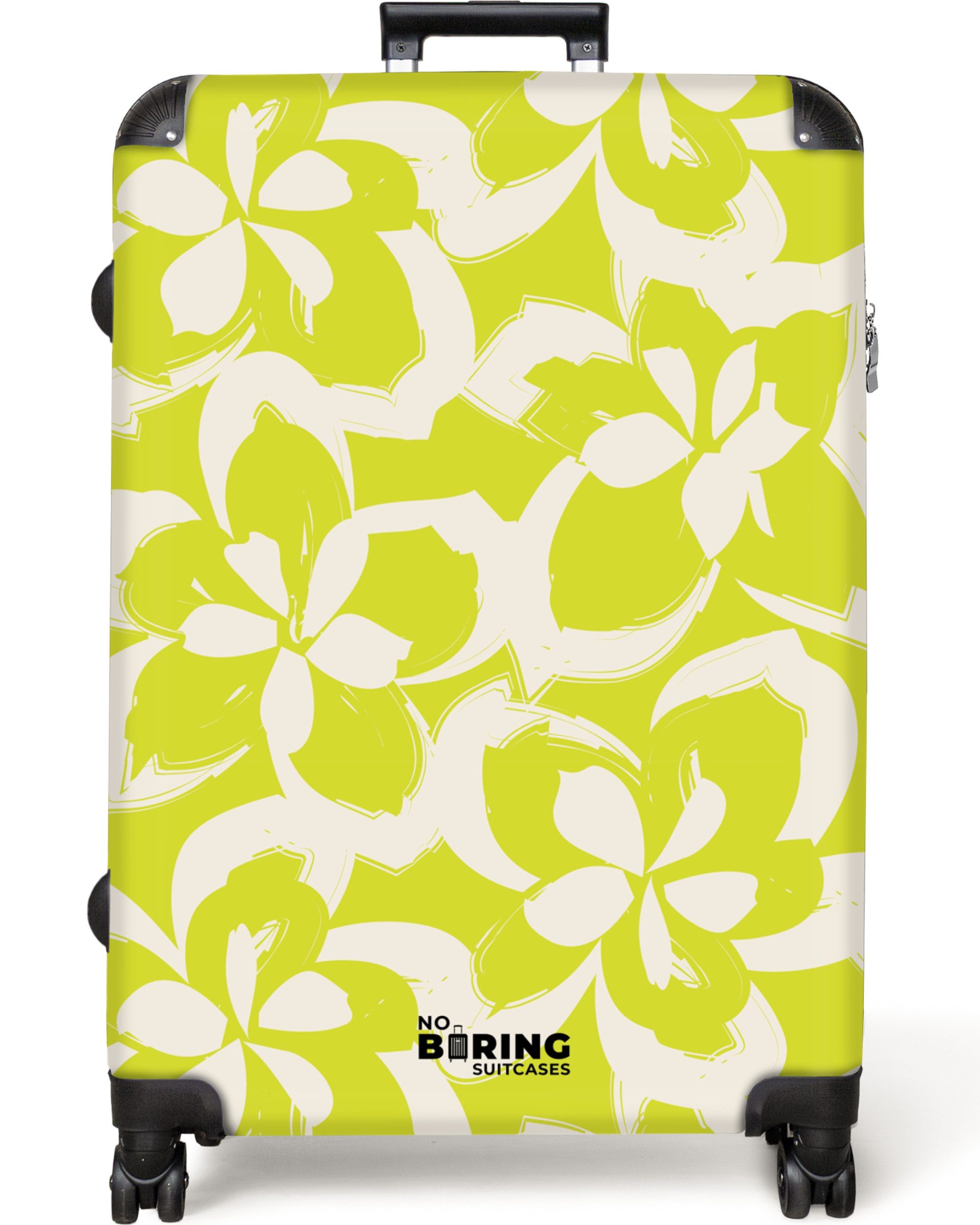 NoBoringSuitcases.com© Hartschalen-Trolley Gelb mit weißen Blüten günstig online kaufen
