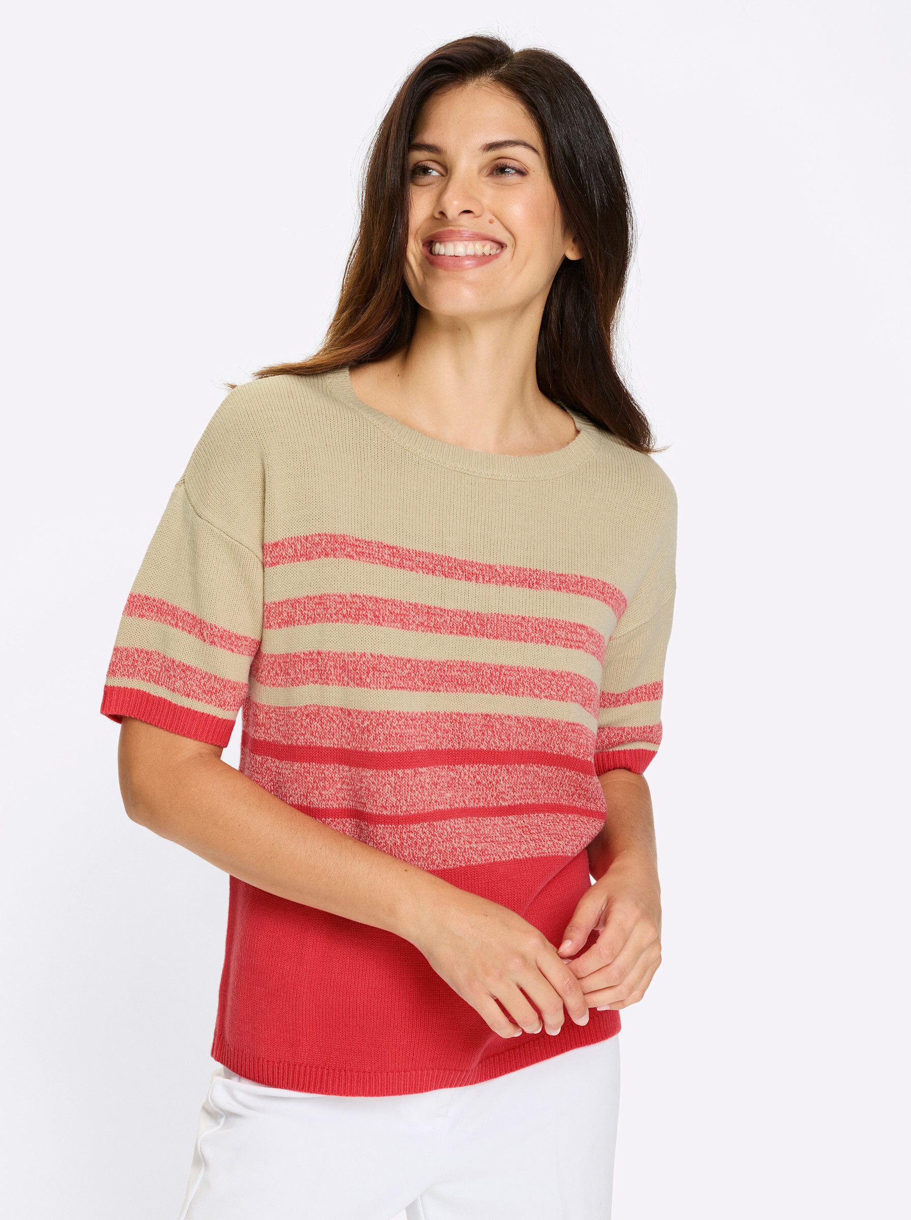 Strickpullover Kurzarm-Pullover Kurzarm Jersey