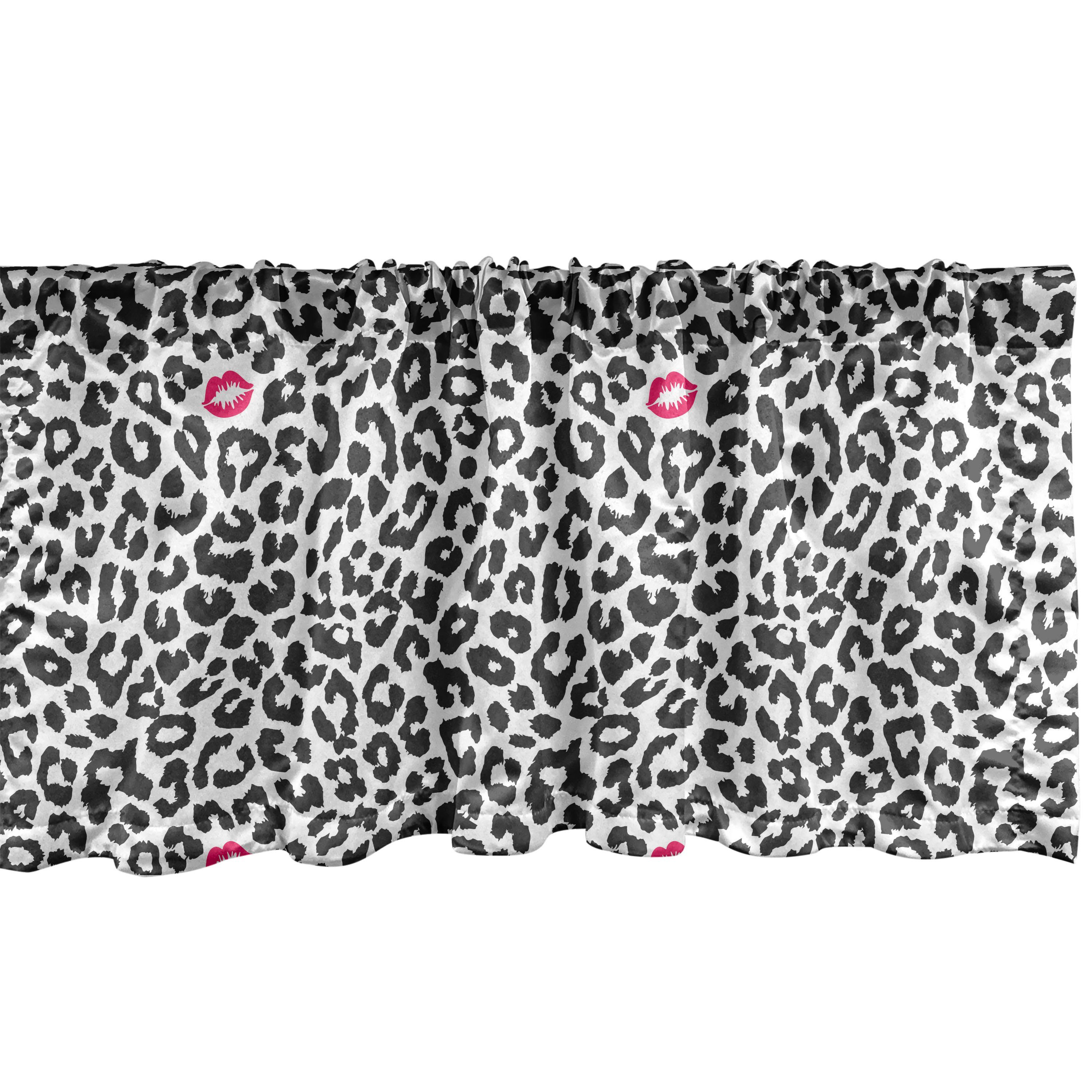 Scheibengardine Vorhang Volant für Küche Schlafzimmer Dekor mit Stangentasche, Abakuhaus, Microfaser, Safari Gepard-Leopard-Kuss