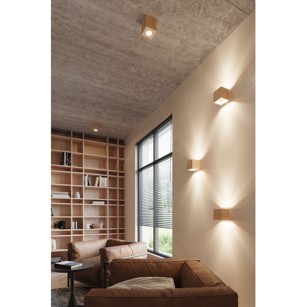 Natural cm G9, QUAD 10x12x10 lighting ca. Holz, Wandleuchte SOLLUX Wandleuchte 1x Wandlampe